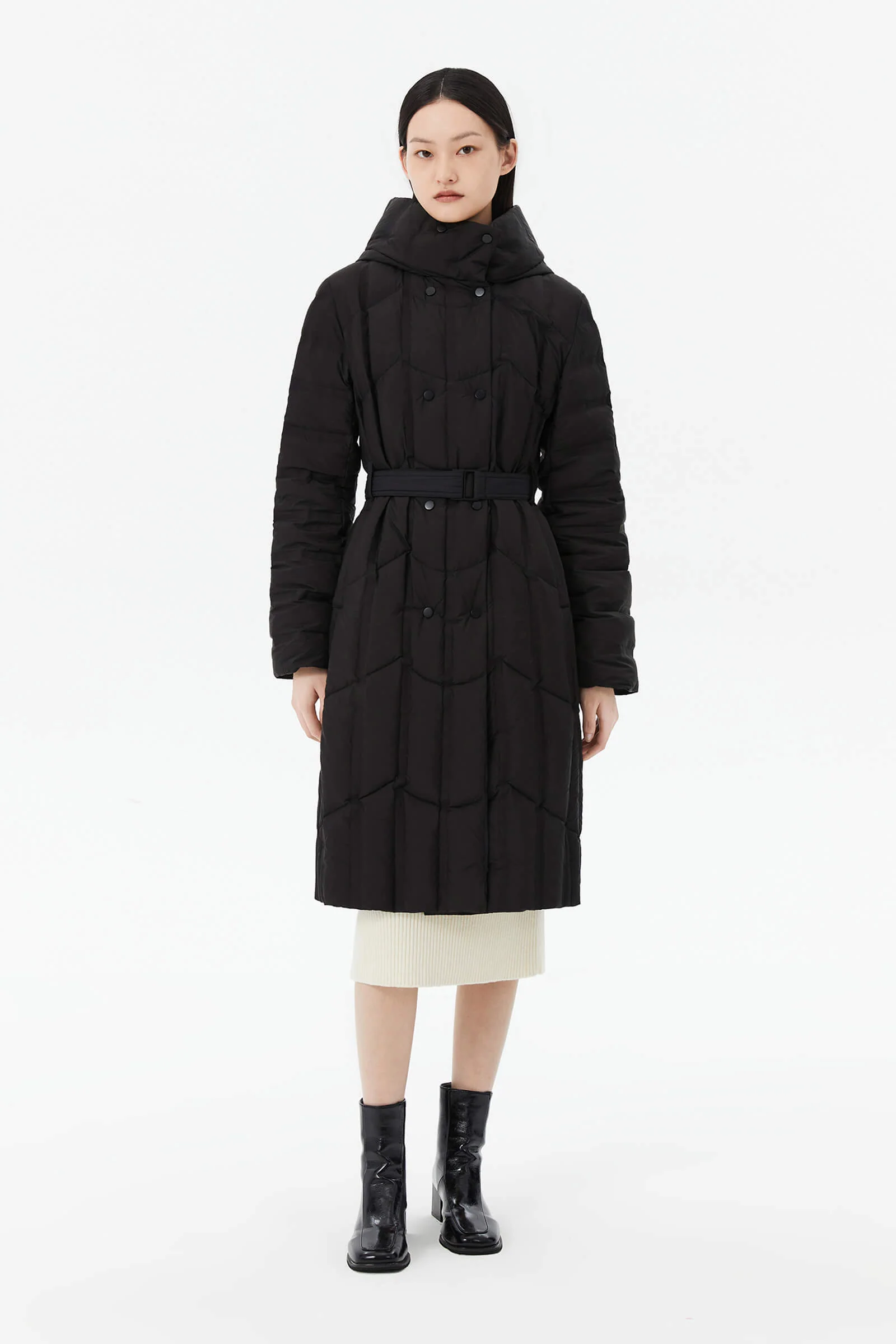 LILY Hooded Goose Down Long Down Coat - Image 16