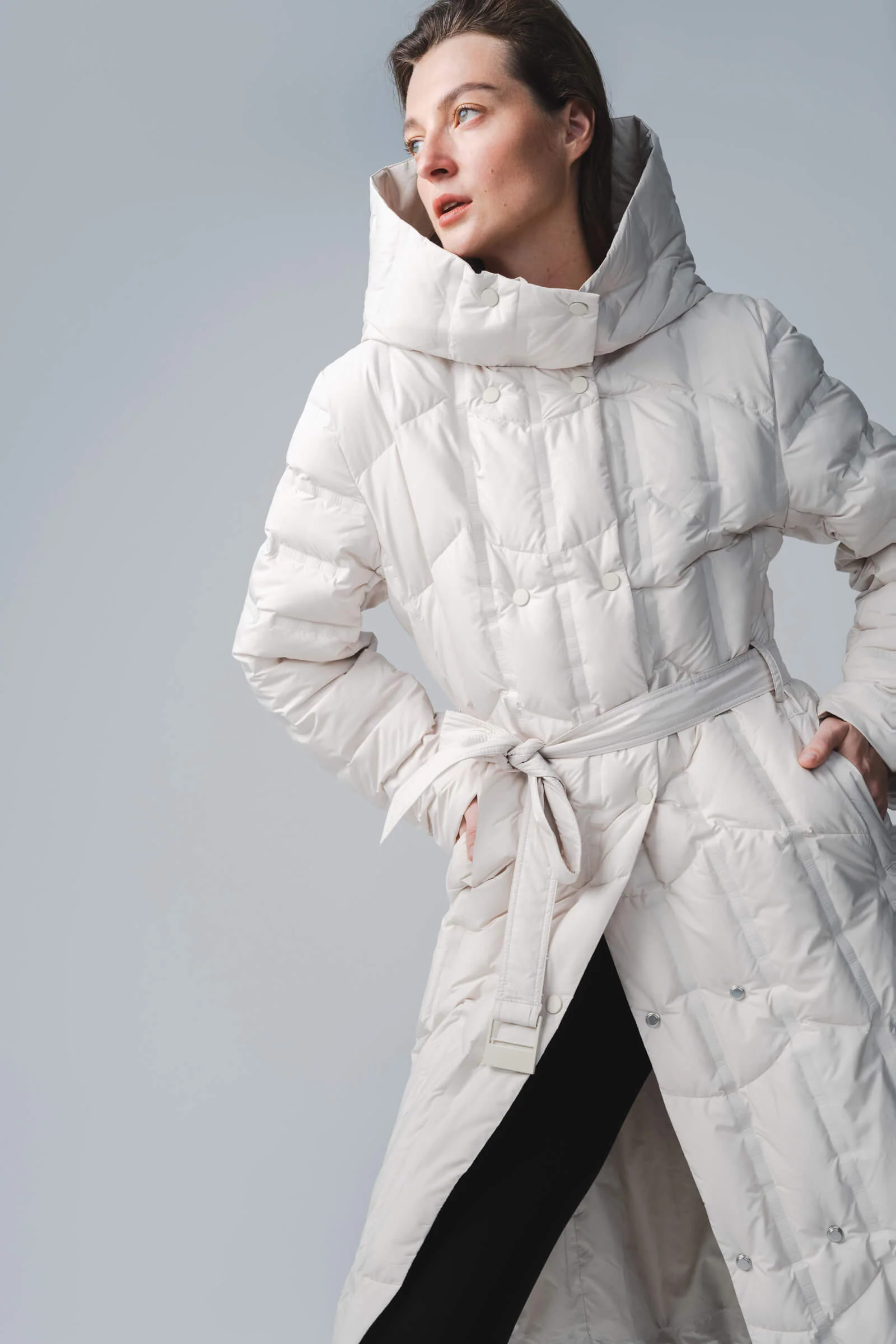 LILY Hooded Goose Down Long Down Coat - Image 3