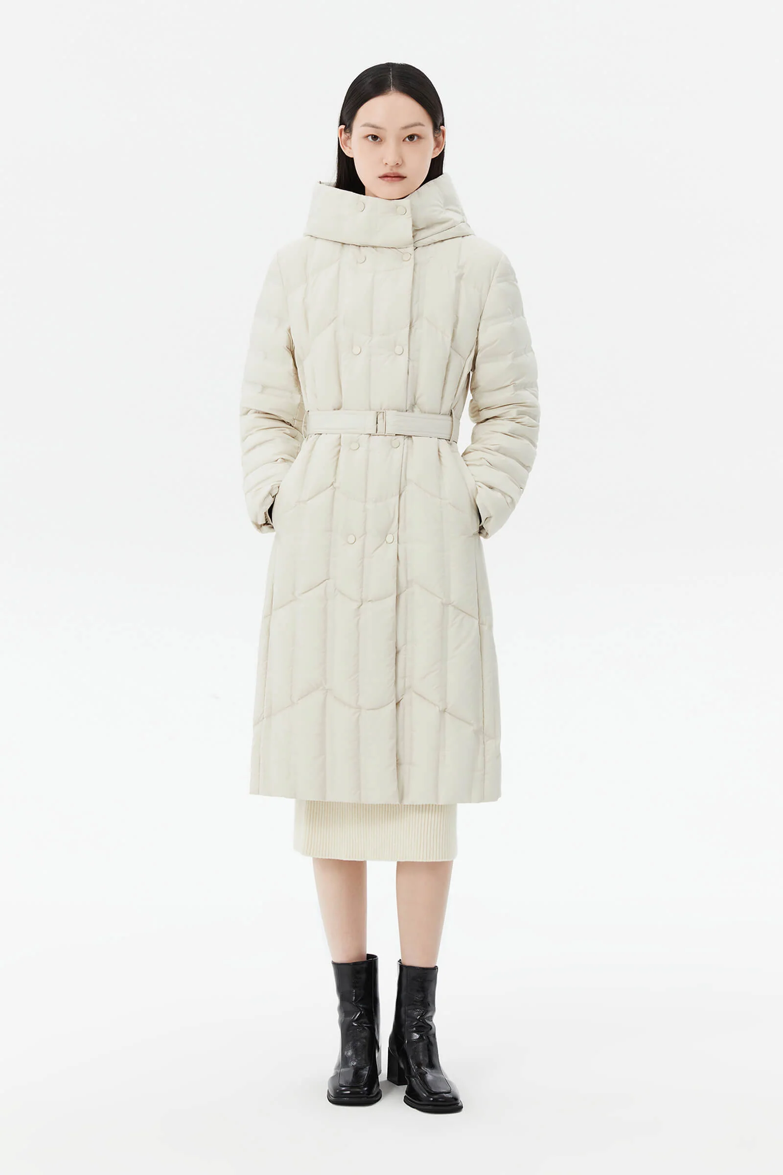LILY Hooded Goose Down Long Down Coat - Image 6