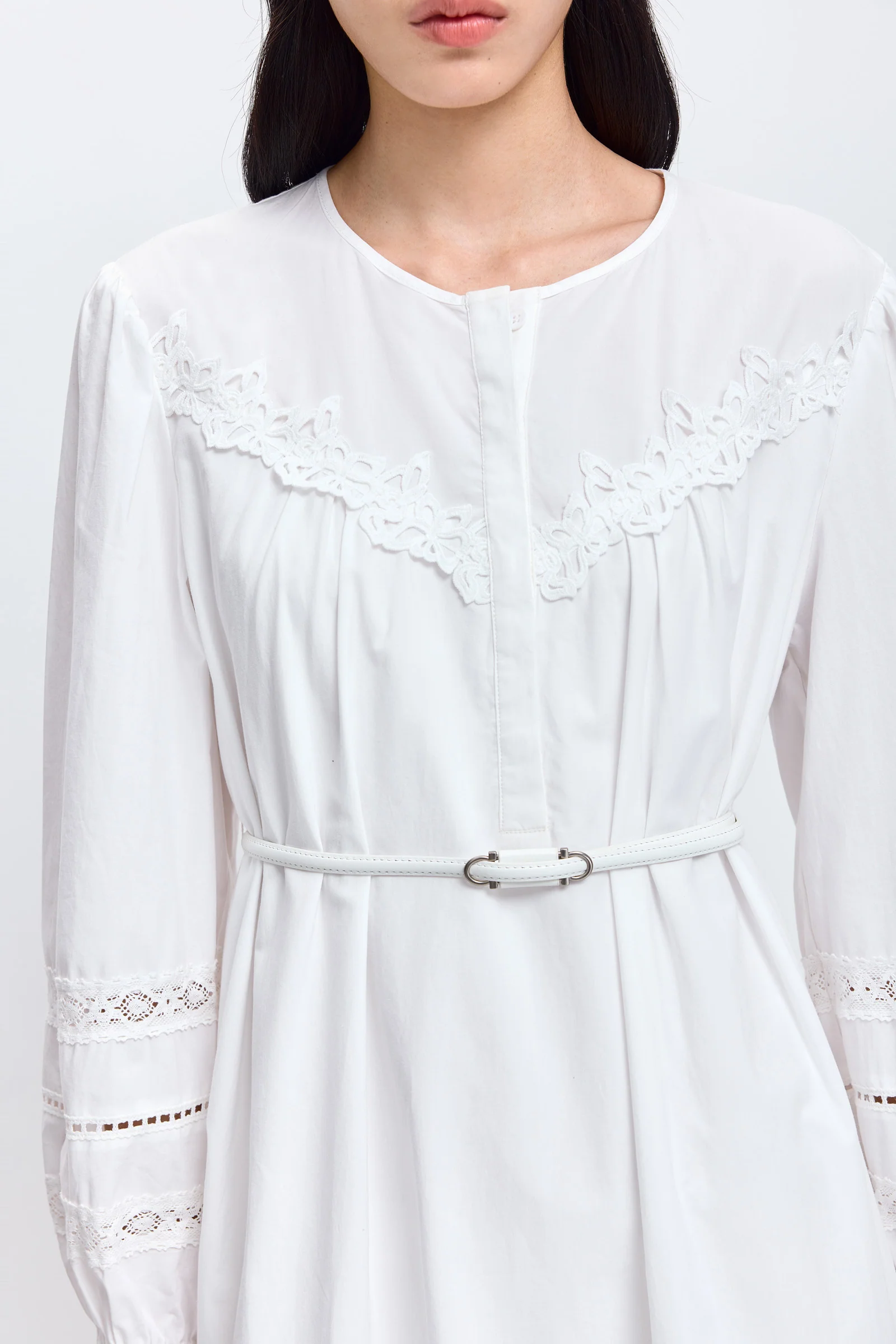 LILY Lace Balloon-Sleeve Midi Dress - Image 6