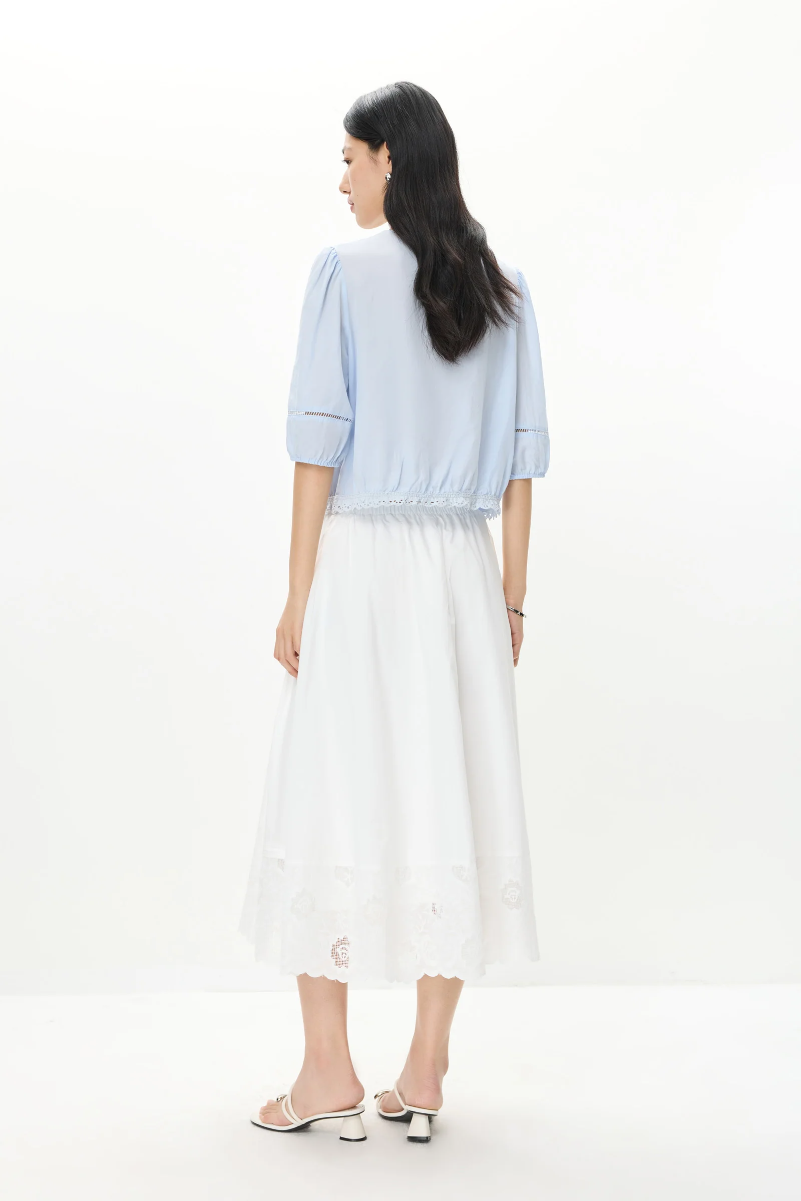 LILY Lace-Embroidered A-Line Midi Skirt - Image 4