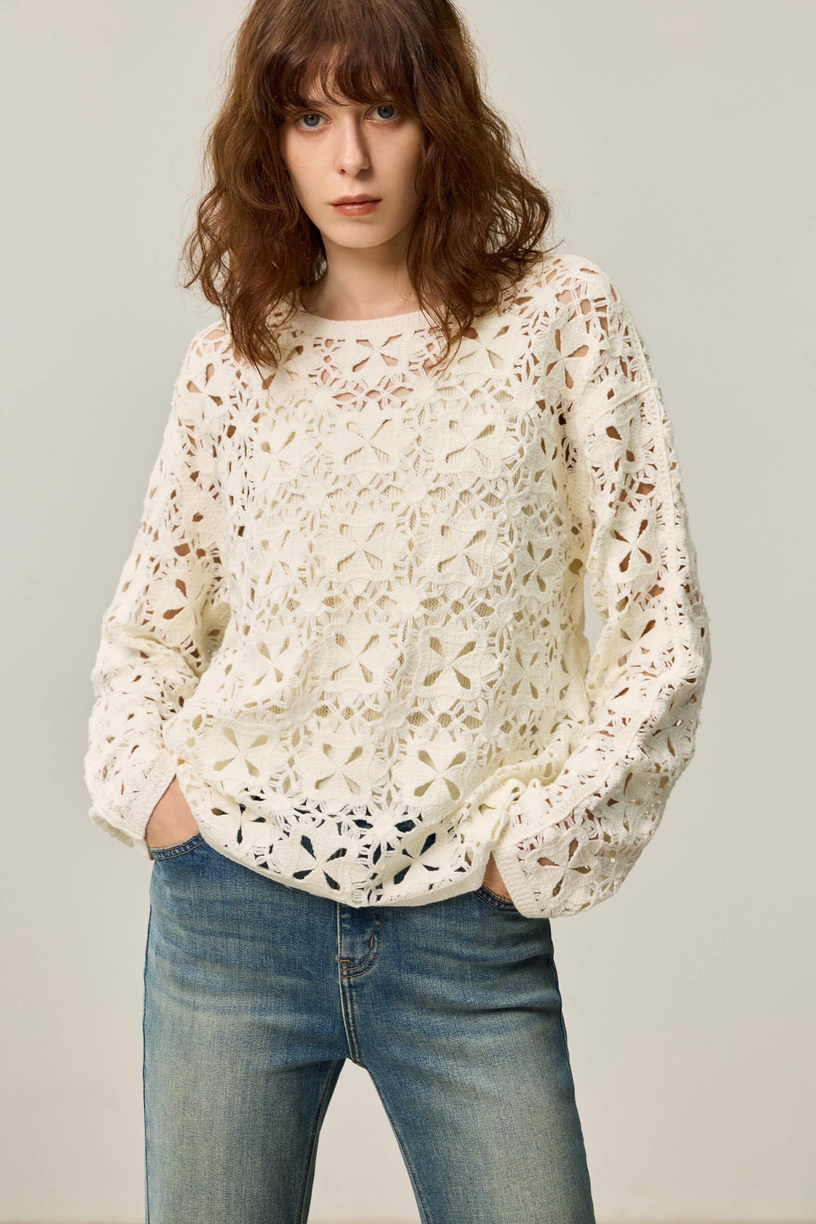 LILY Lace Hollow Knit Sweater - Image 7