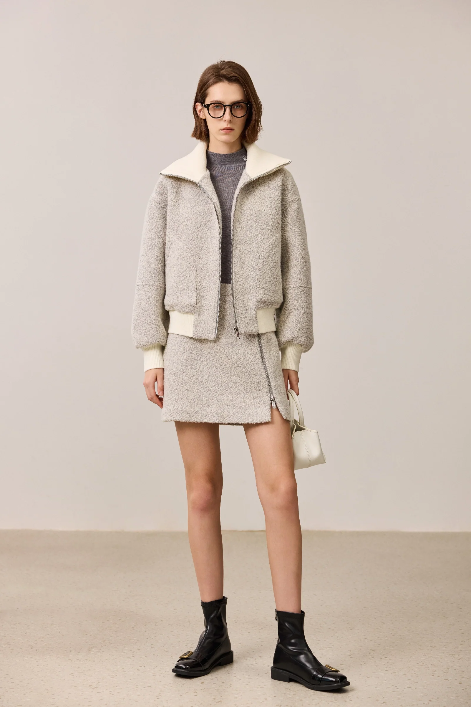 LILY Lambswool-Blend Zip Slit Skirt - Image 4