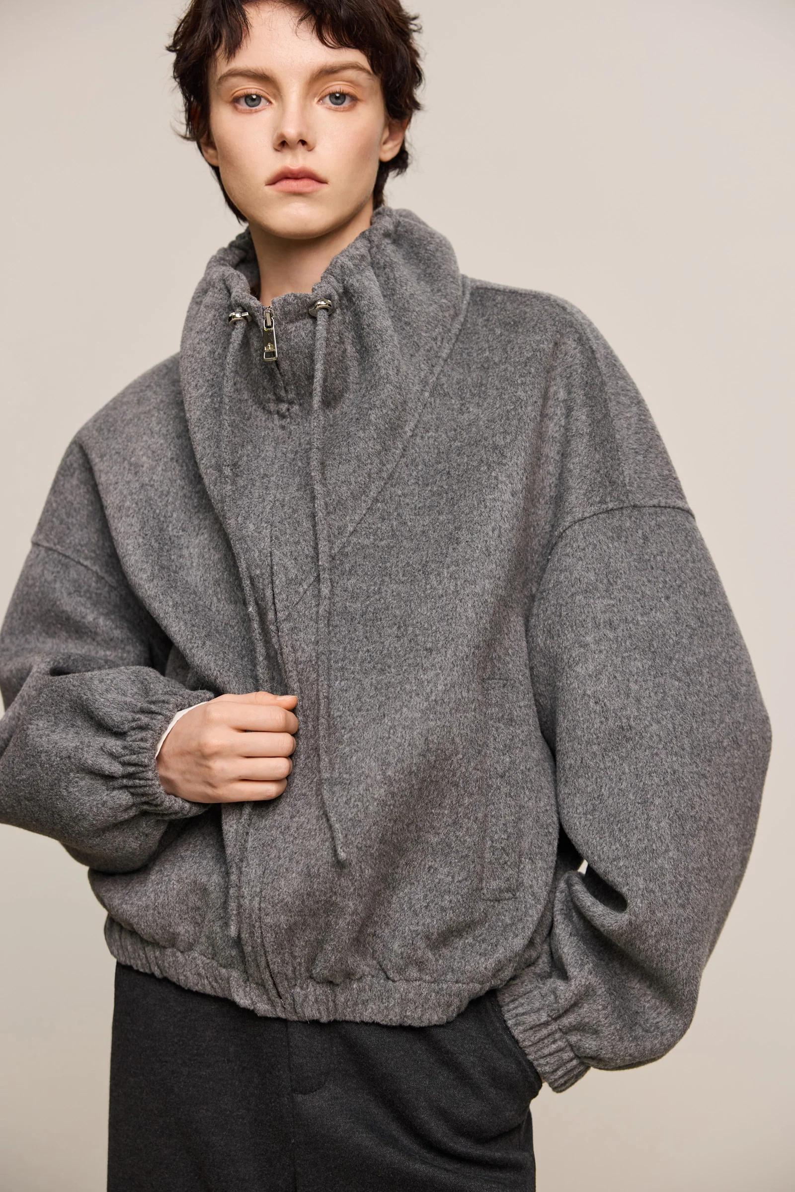 LILY Lambswool Petal Collar Wool Coat - Image 6