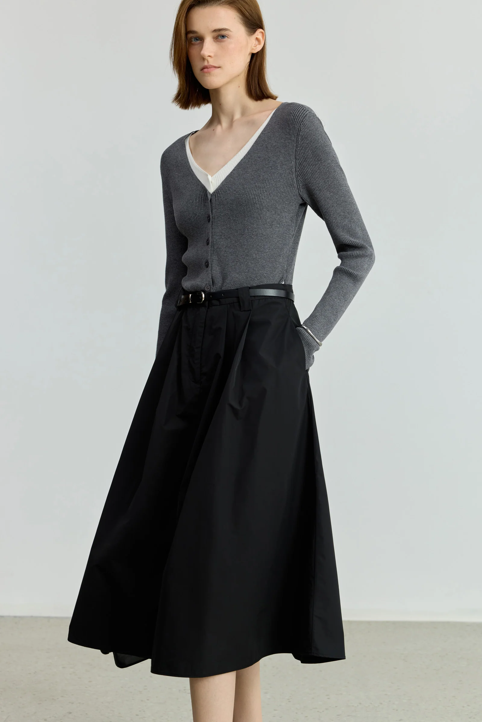 LILY Layered Look V-Neck Long Sleeve Dress - Image 6