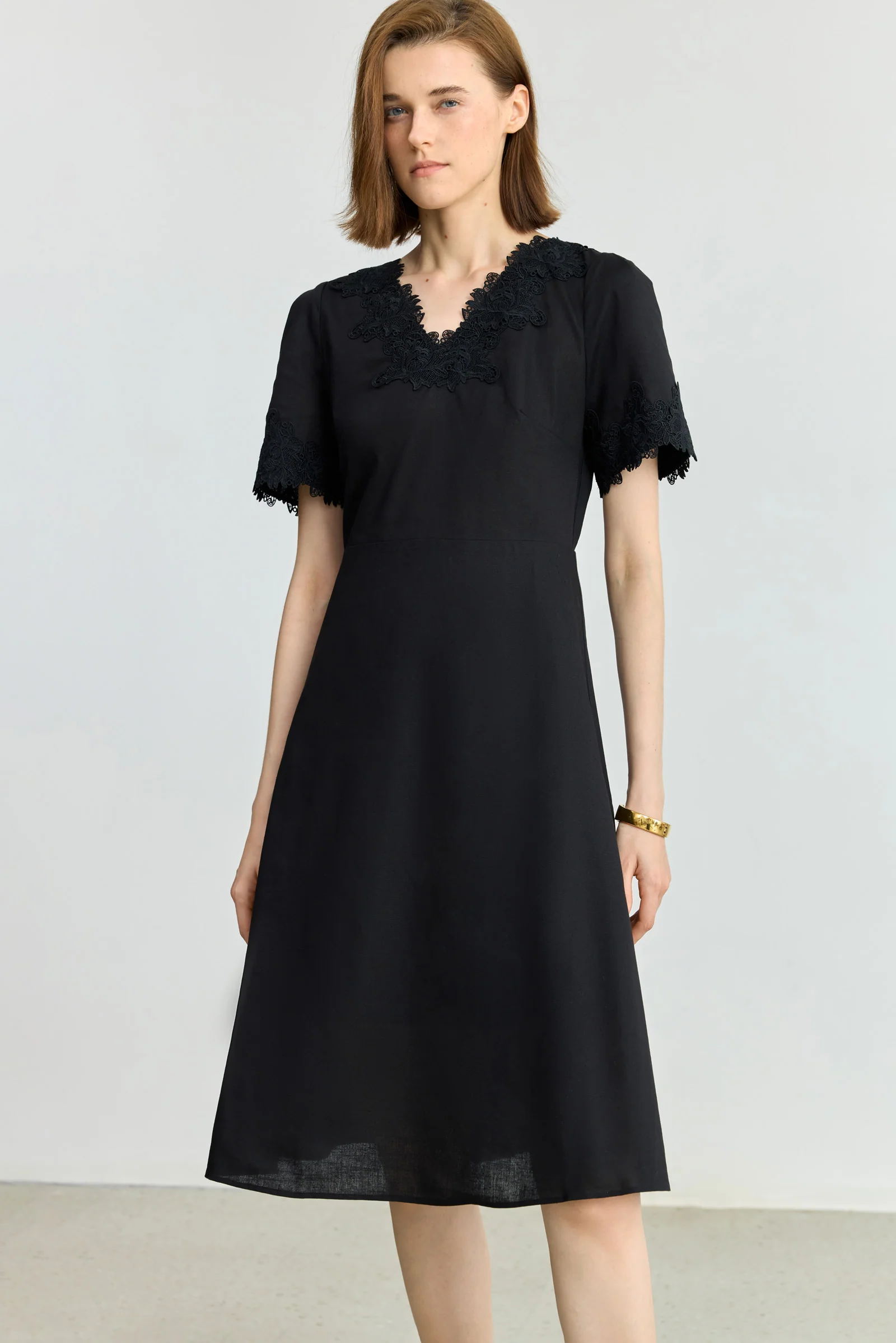 LILY Linen-Blend French Crochet Dress - Image 6