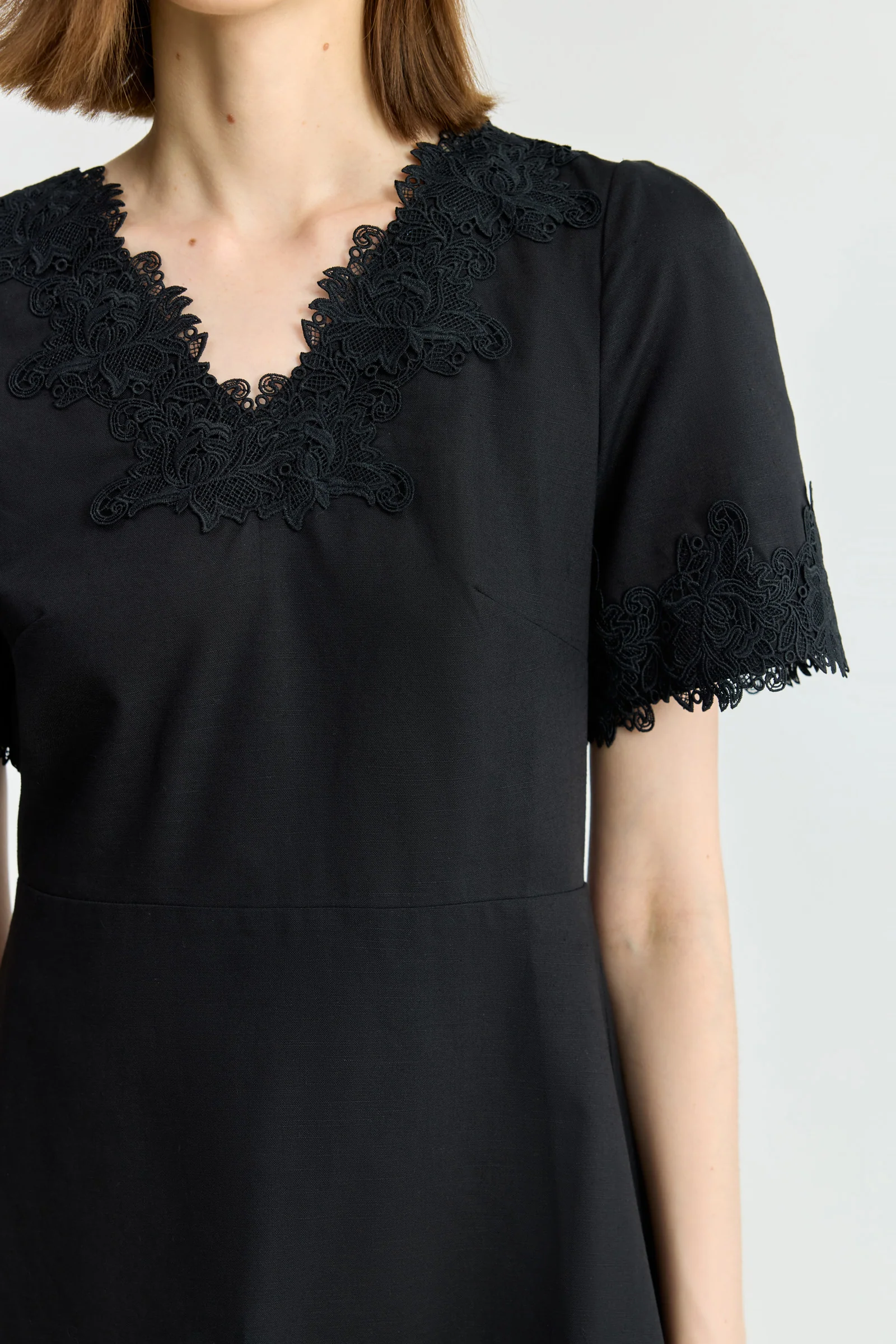 LILY Linen-Blend French Crochet Dress - Image 7
