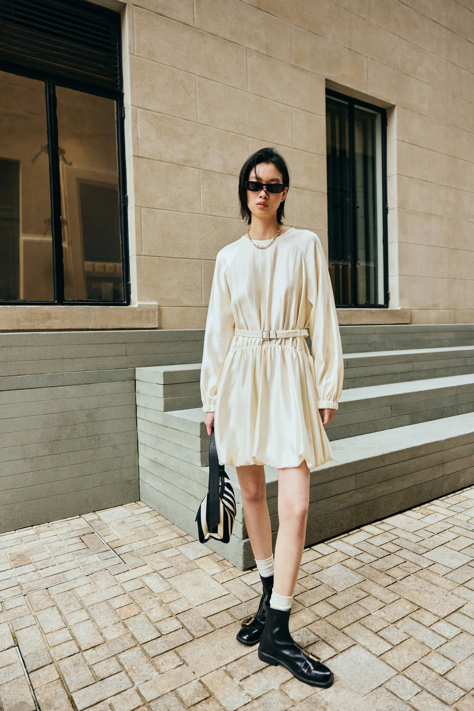 LILY Long-Sleeve Balloon Hem Dress - Image 10