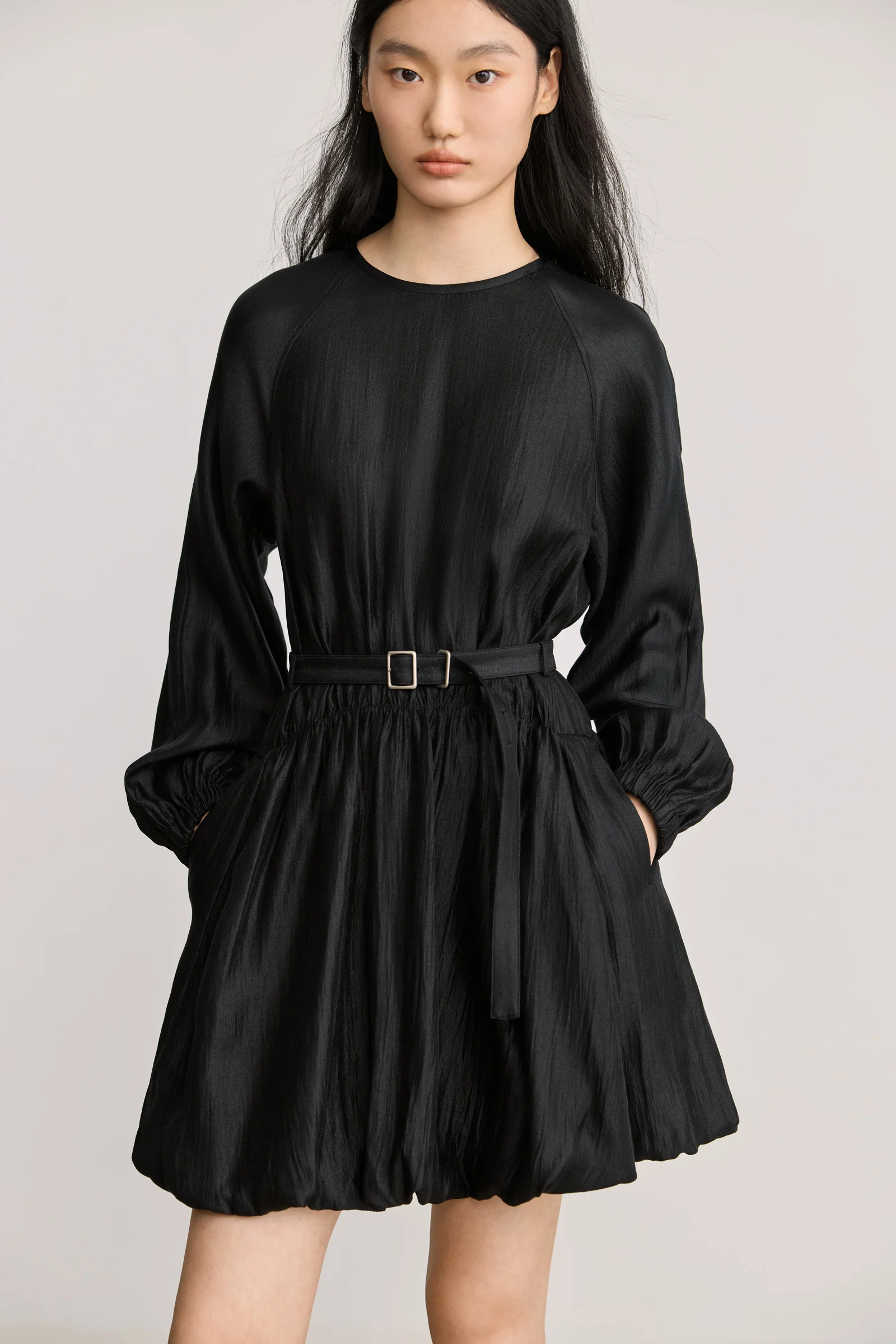 LILY Long-Sleeve Balloon Hem Dress - Image 13