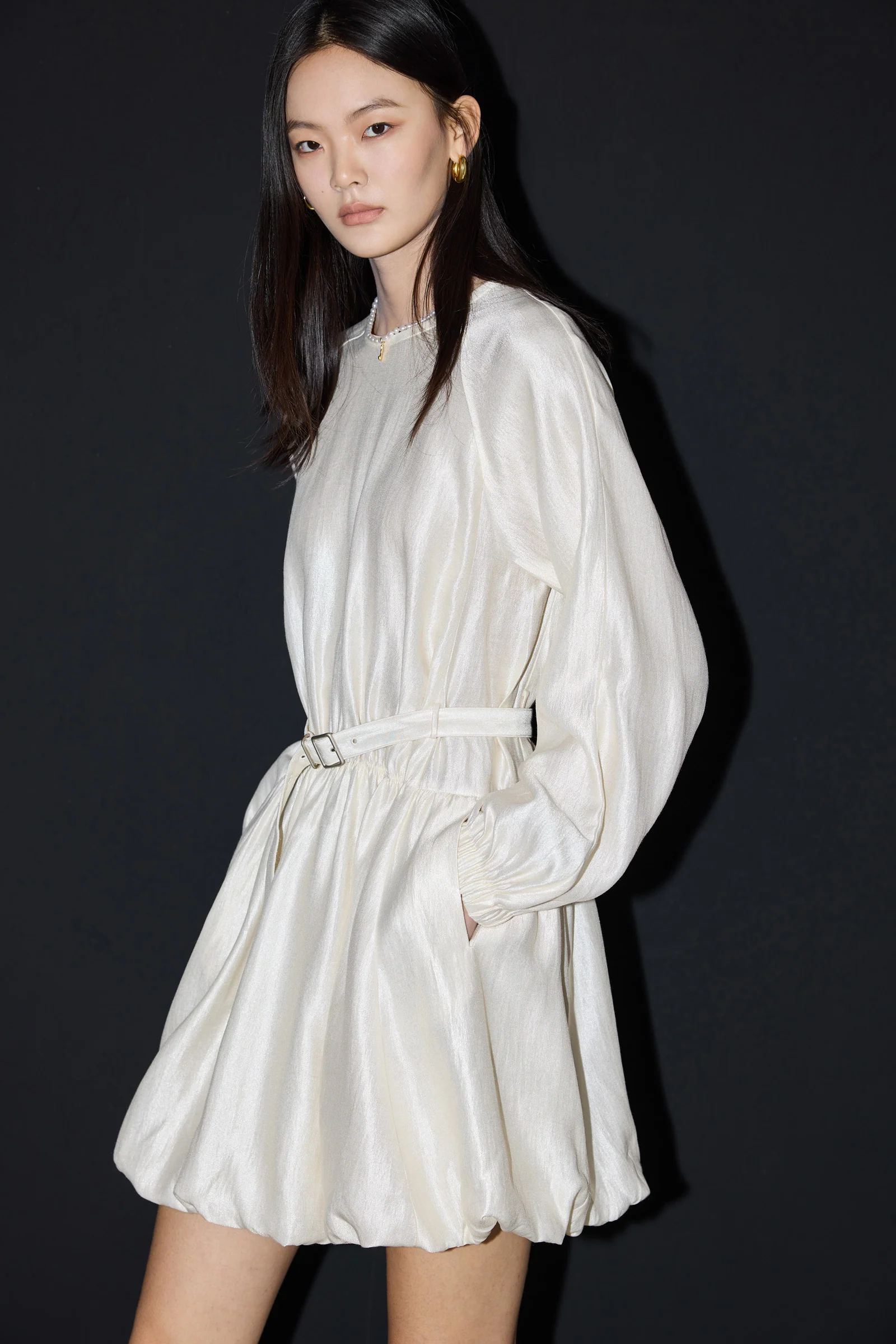 LILY Long-Sleeve Balloon Hem Dress - Image 6