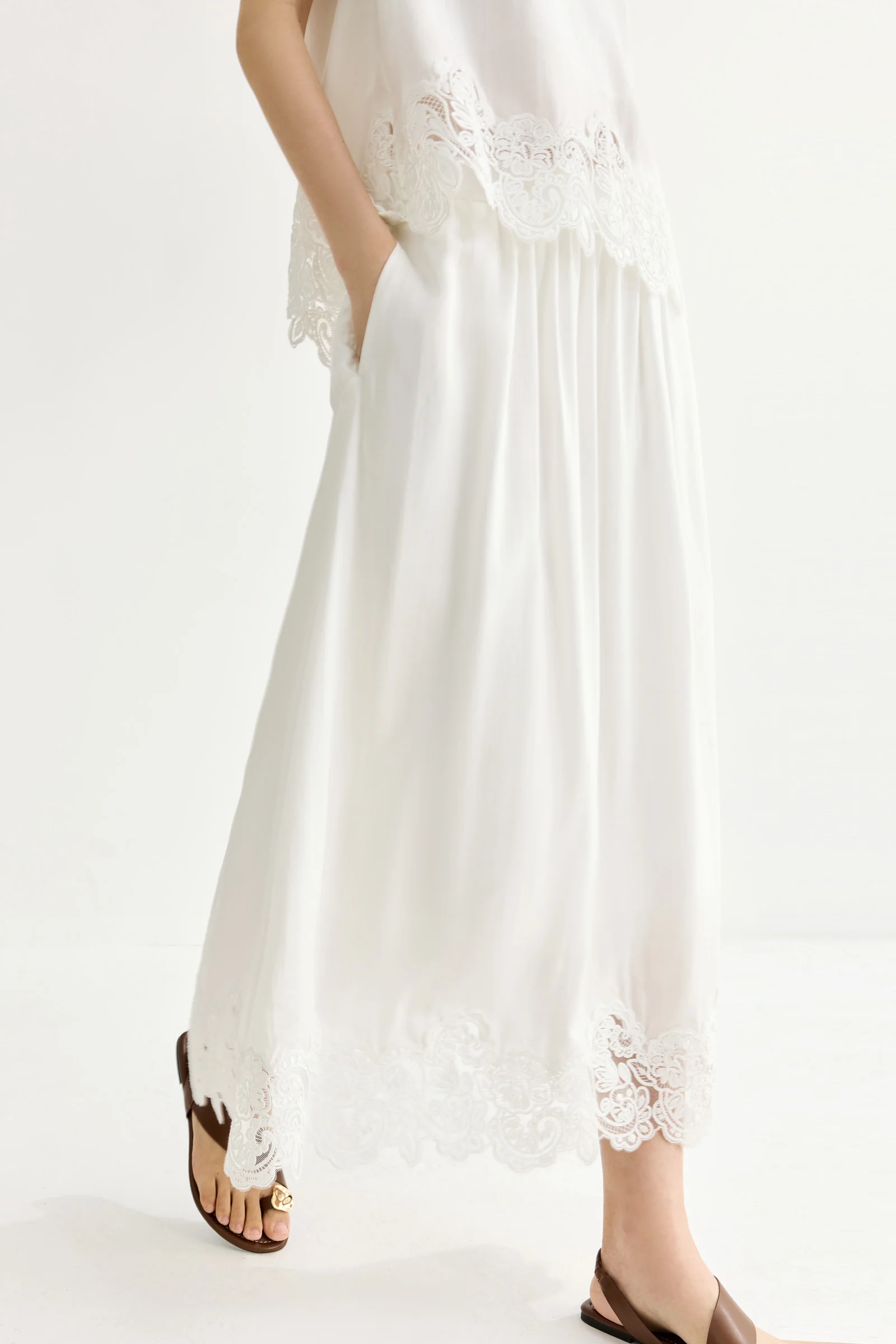 LILY Lyocell Lace Midi Skirt - Image 4
