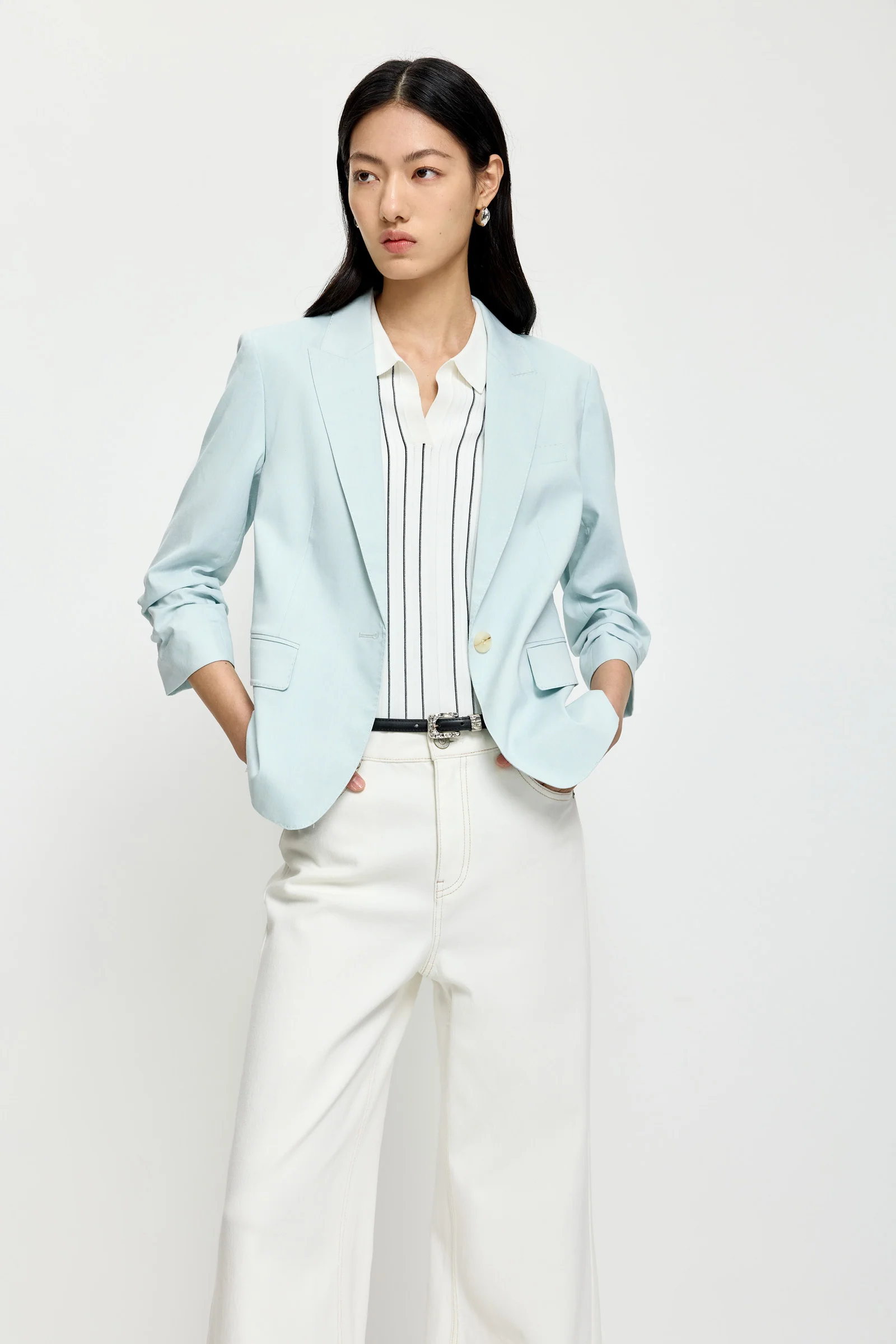 LILY Lyocell-Linen Belted Blazer - Image 10