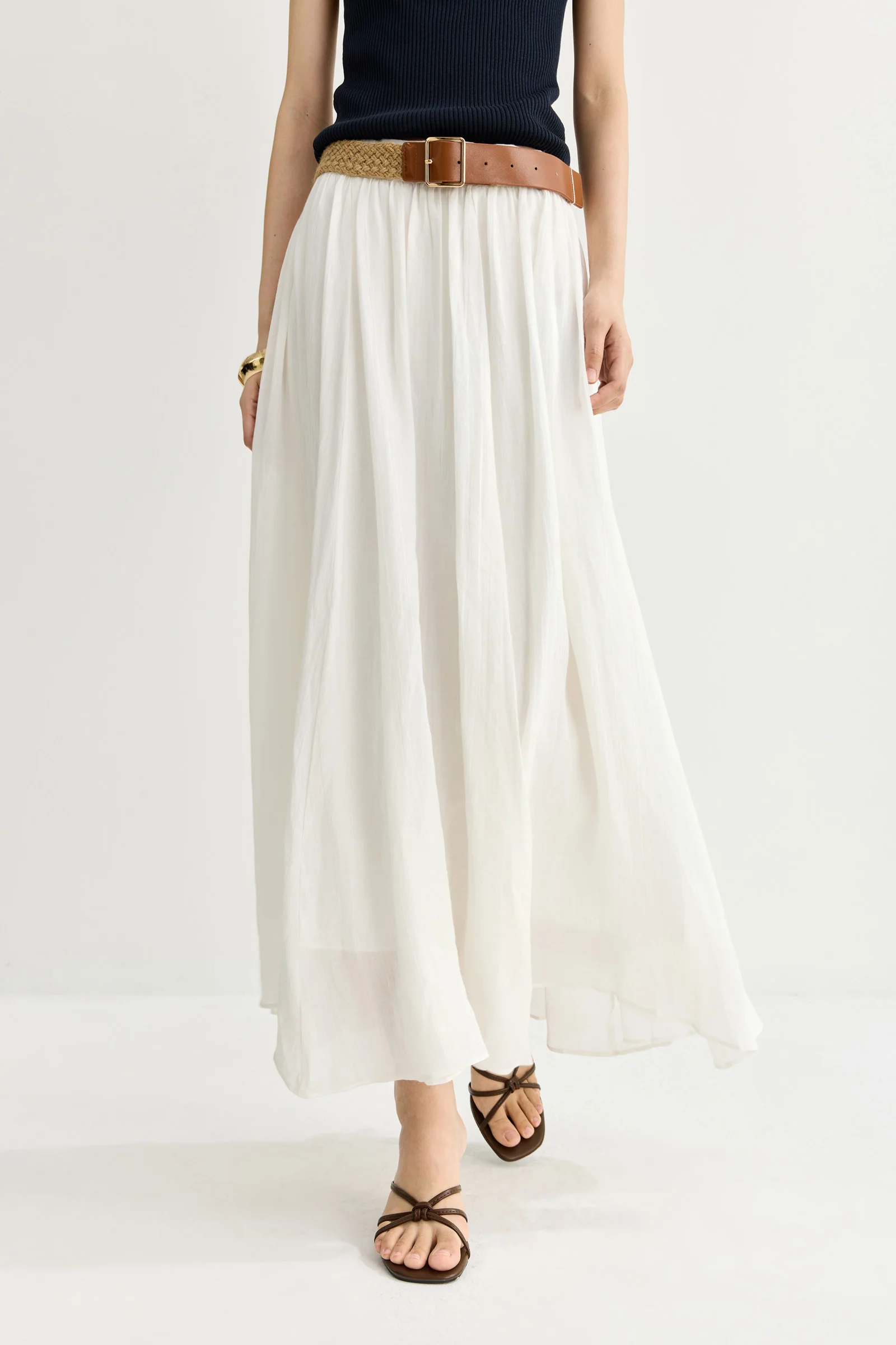 LILY Lyocell-Ramie Flowy Midi Skirt - Image 5