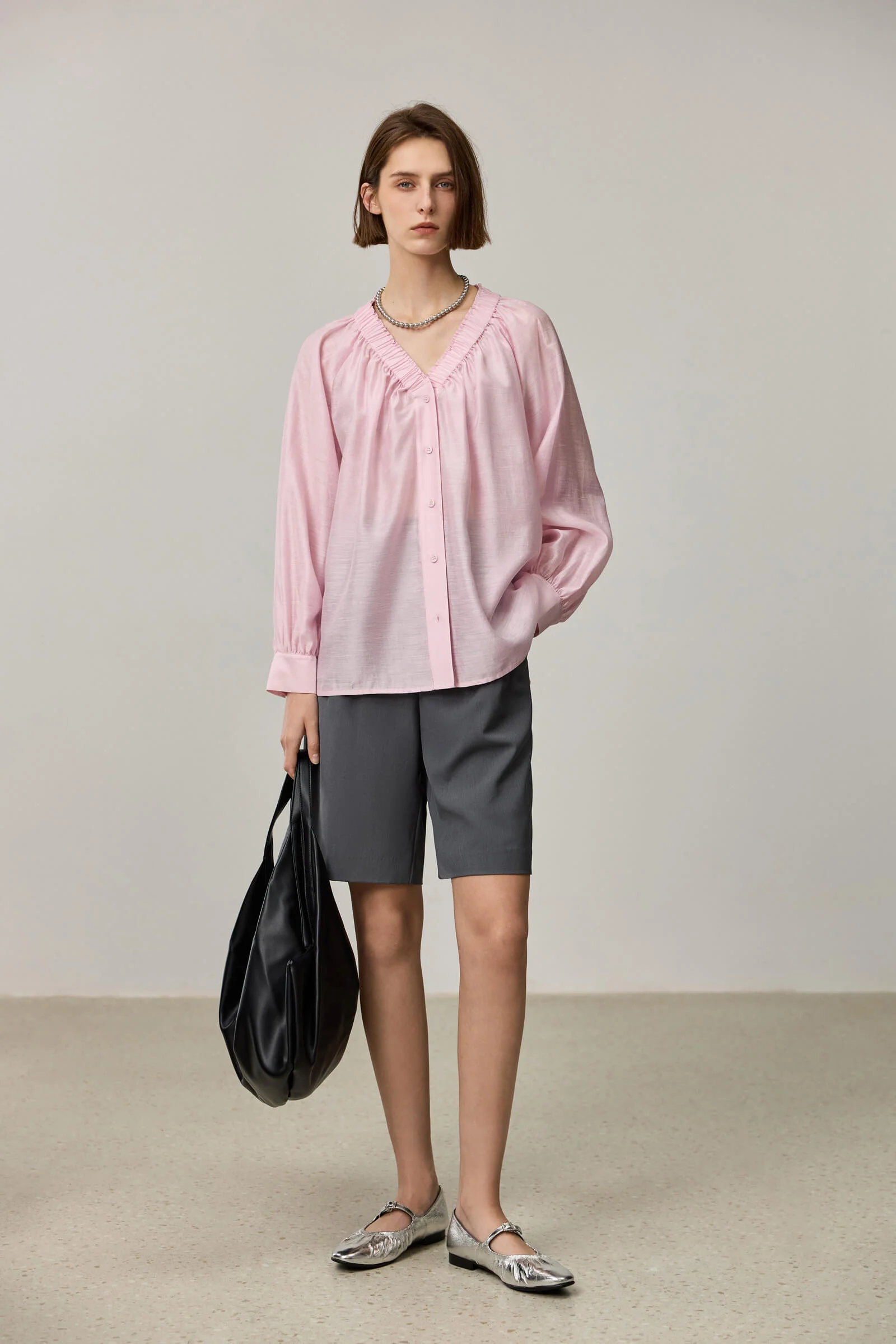 LILY Lyocell V-Neck Slimming Office Shirt - Image 10