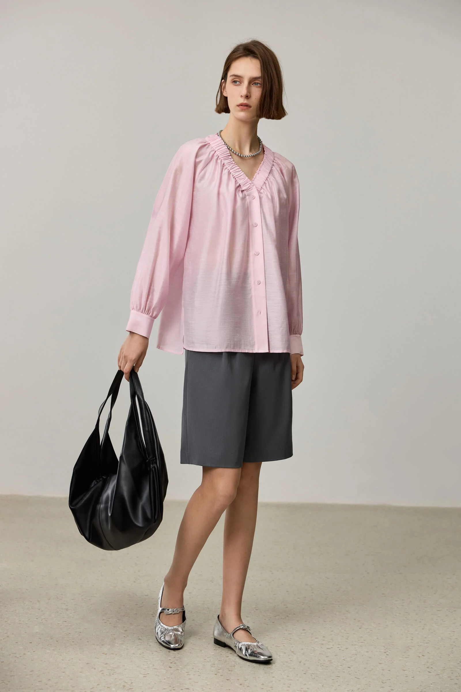 LILY Lyocell V-Neck Slimming Office Shirt - Image 9