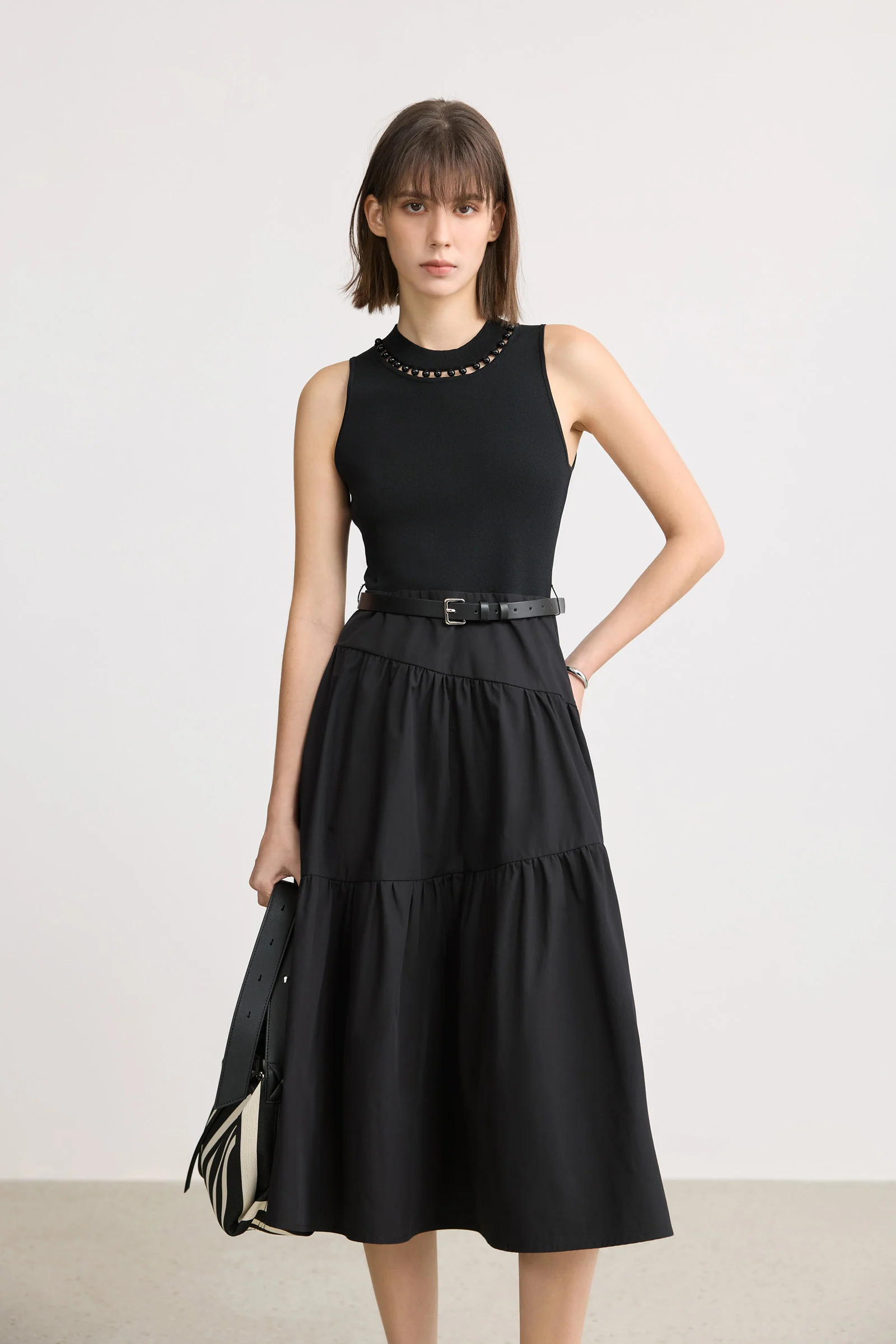 LILY Mixed Media Tiered Dress - Image 4