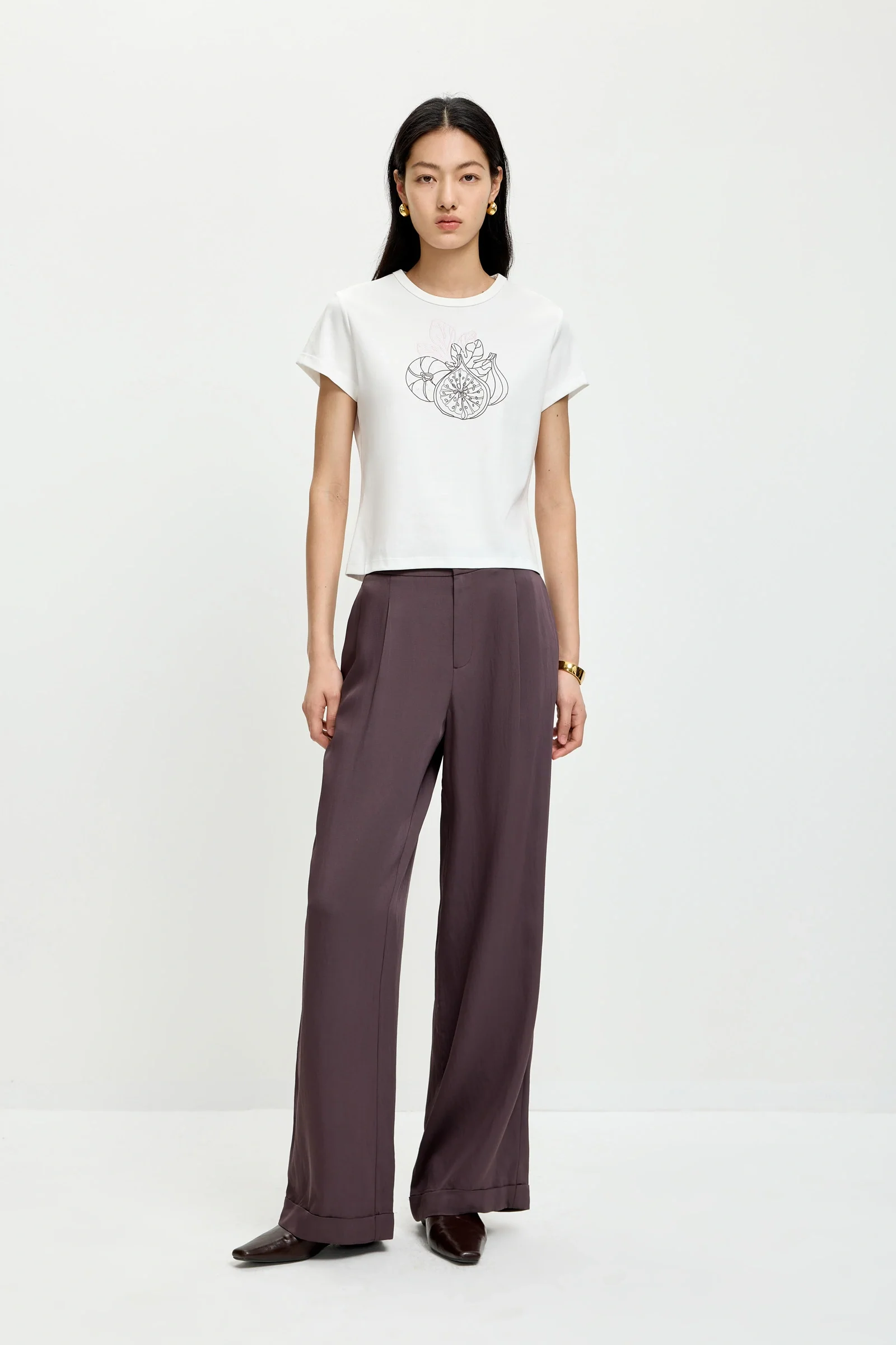 LILY Modal-Cotton Colorblock Embroidered Tee - Image 2
