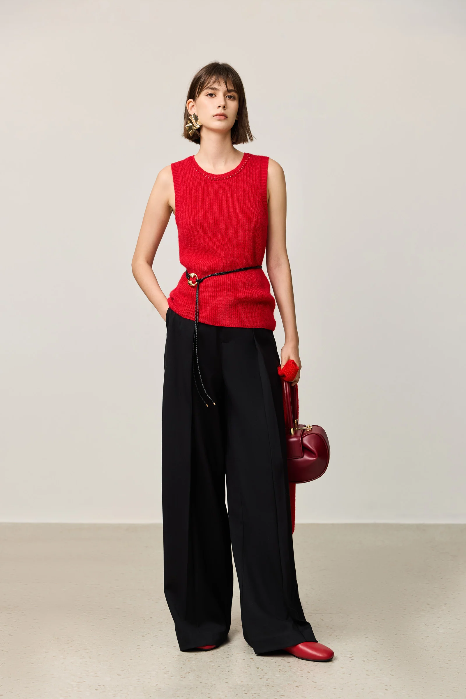 LILY New Year Red Knit Cardigan and Tank Set - Image 3