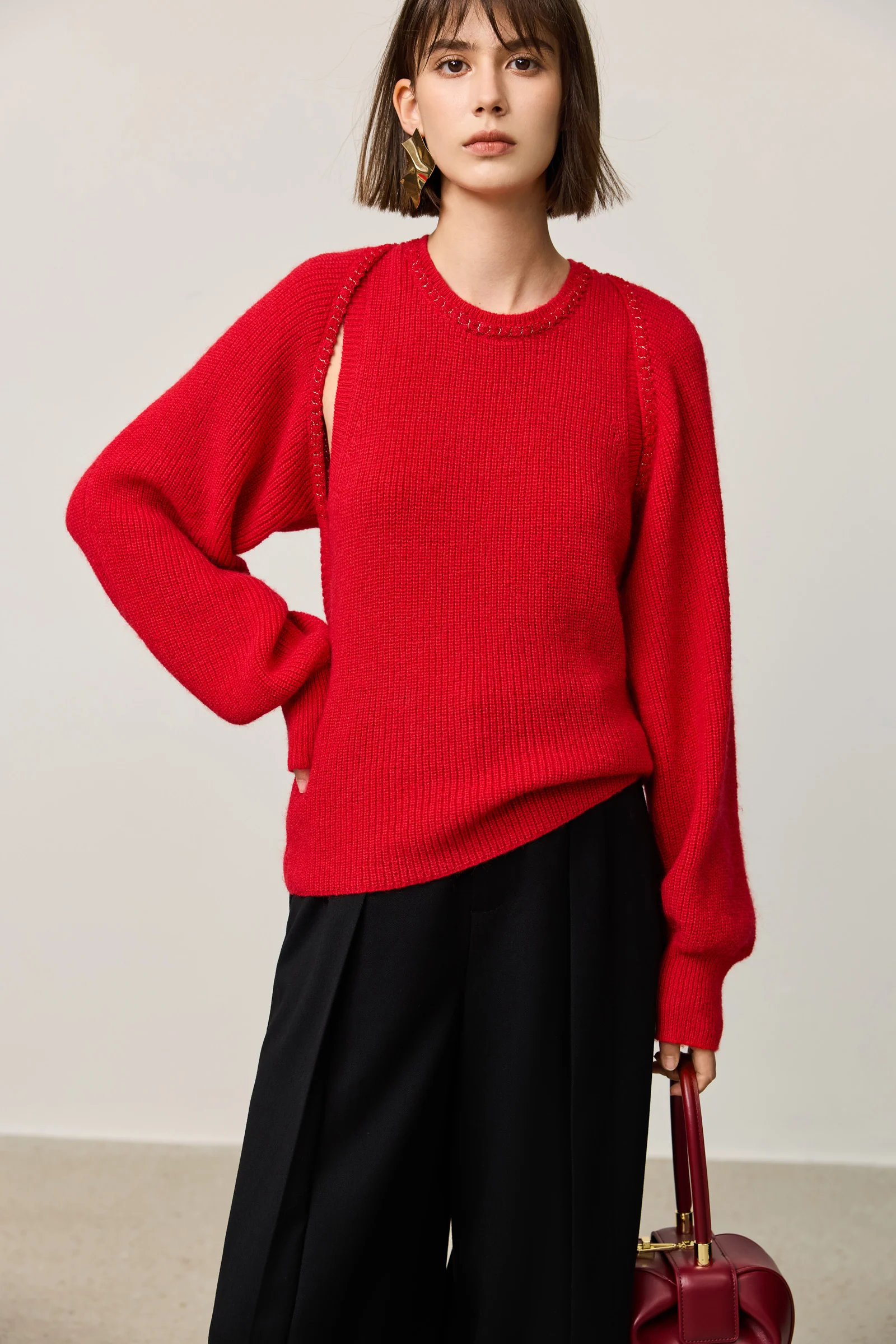 LILY New Year Red Knit Cardigan and Tank Set - Image 6