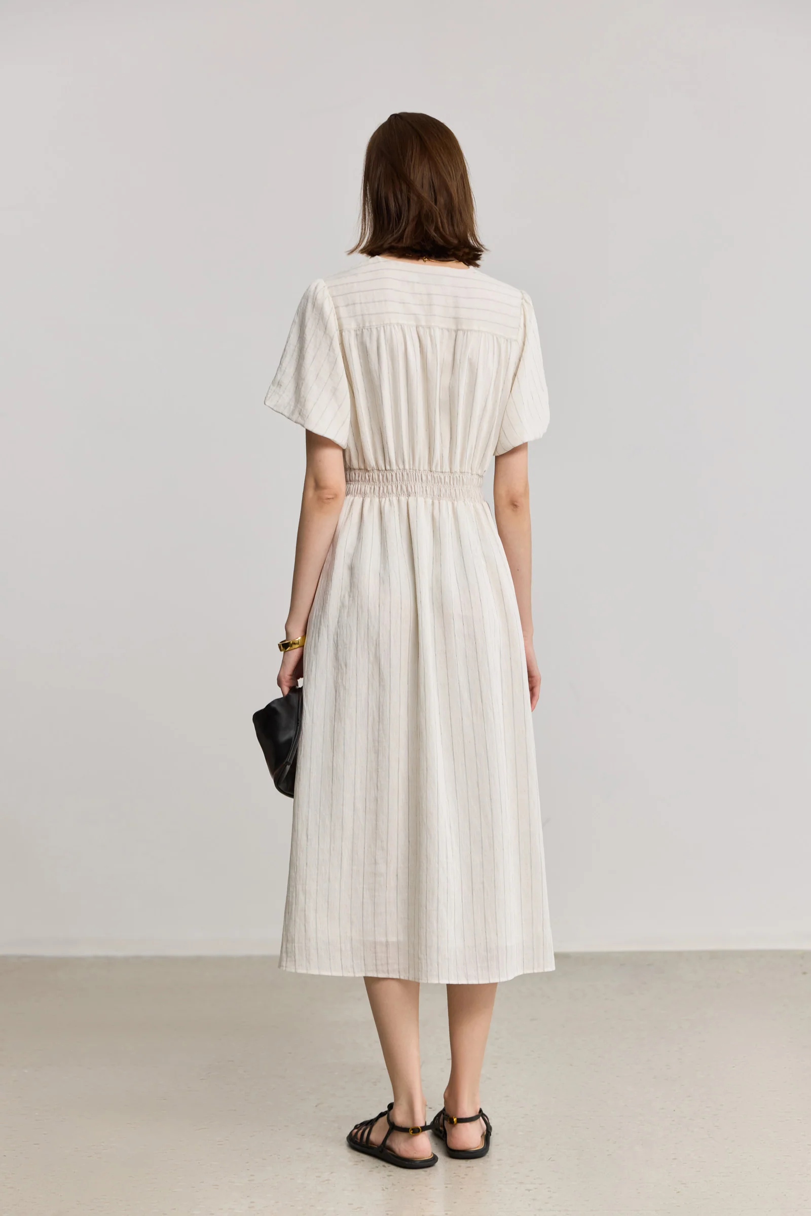 LILY Old Money Striped V-Neck Dress - Image 3