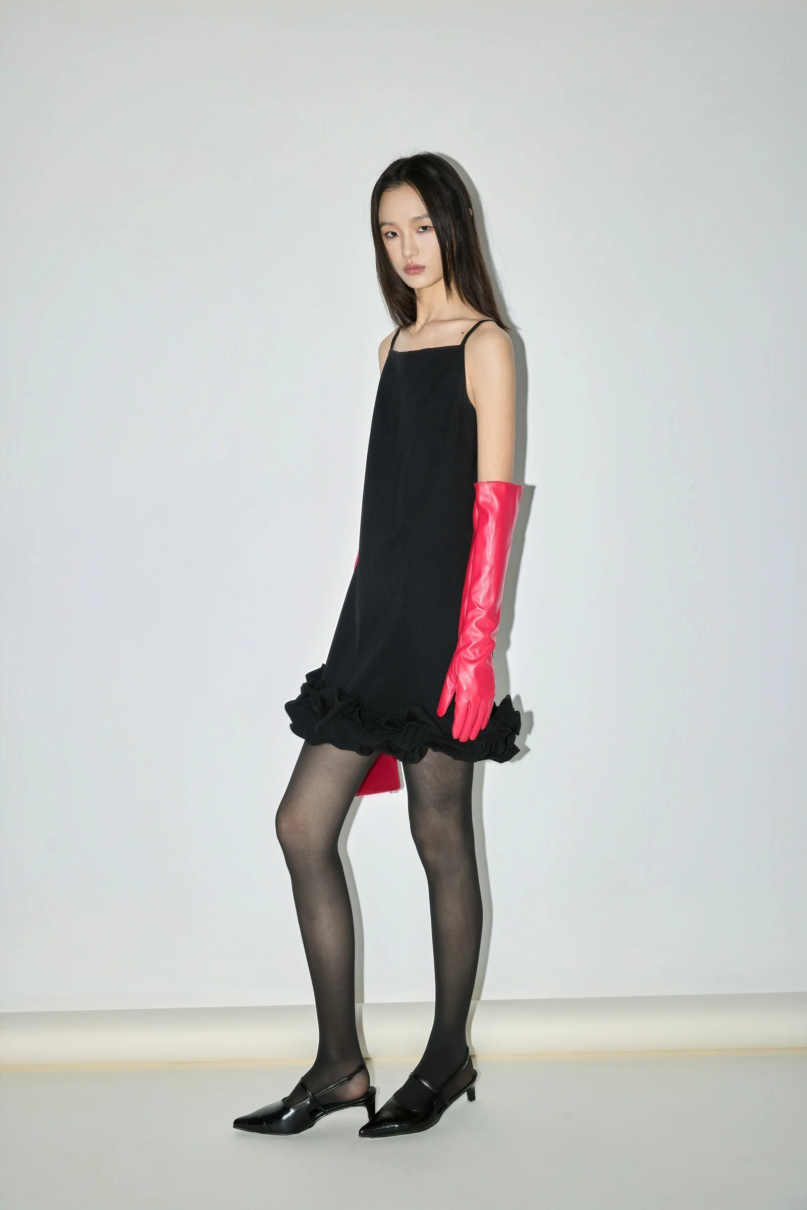 LILY One-Shoulder Black Slip Dress - Image 7