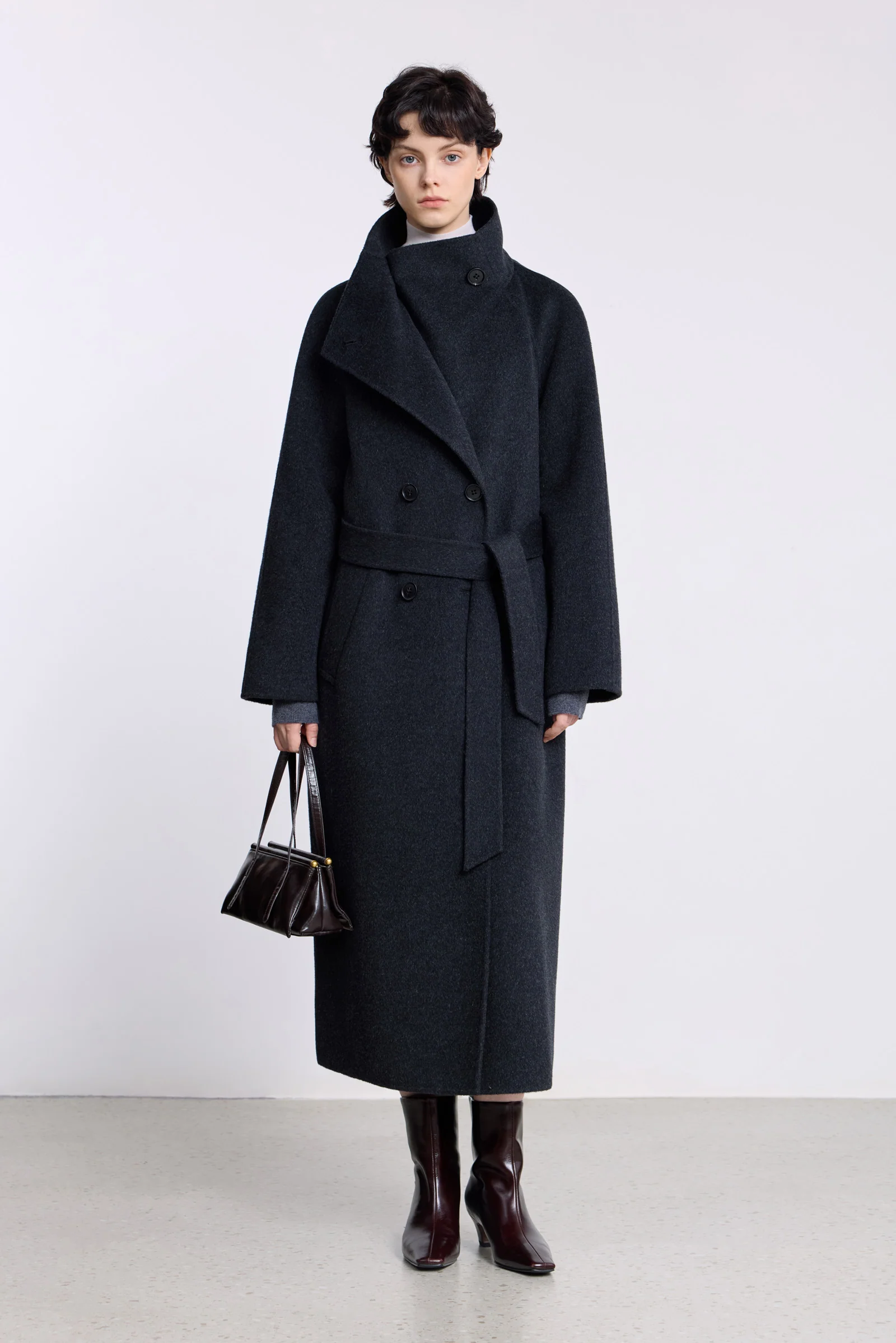 LILY Platinum Wool Double-Face Long Coat - Image 10