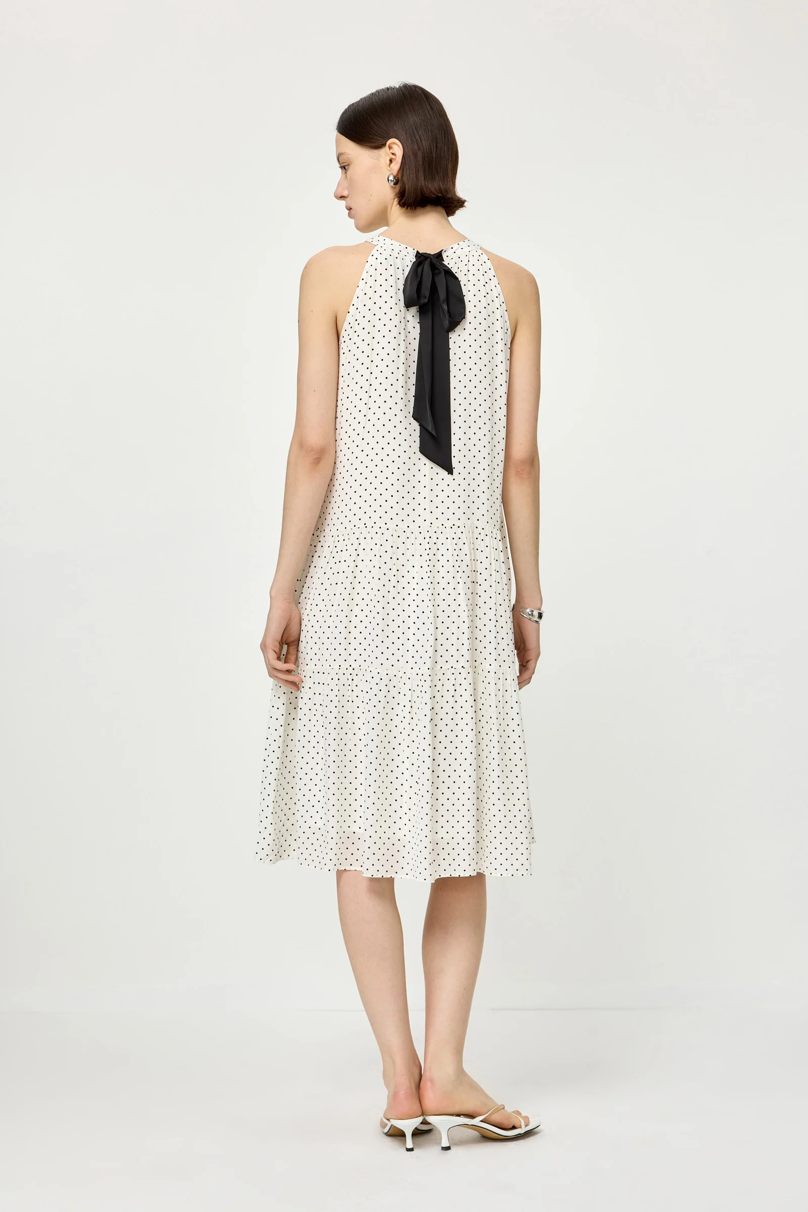 LILY Polka Dot Halter Ruffle Dress - Image 3