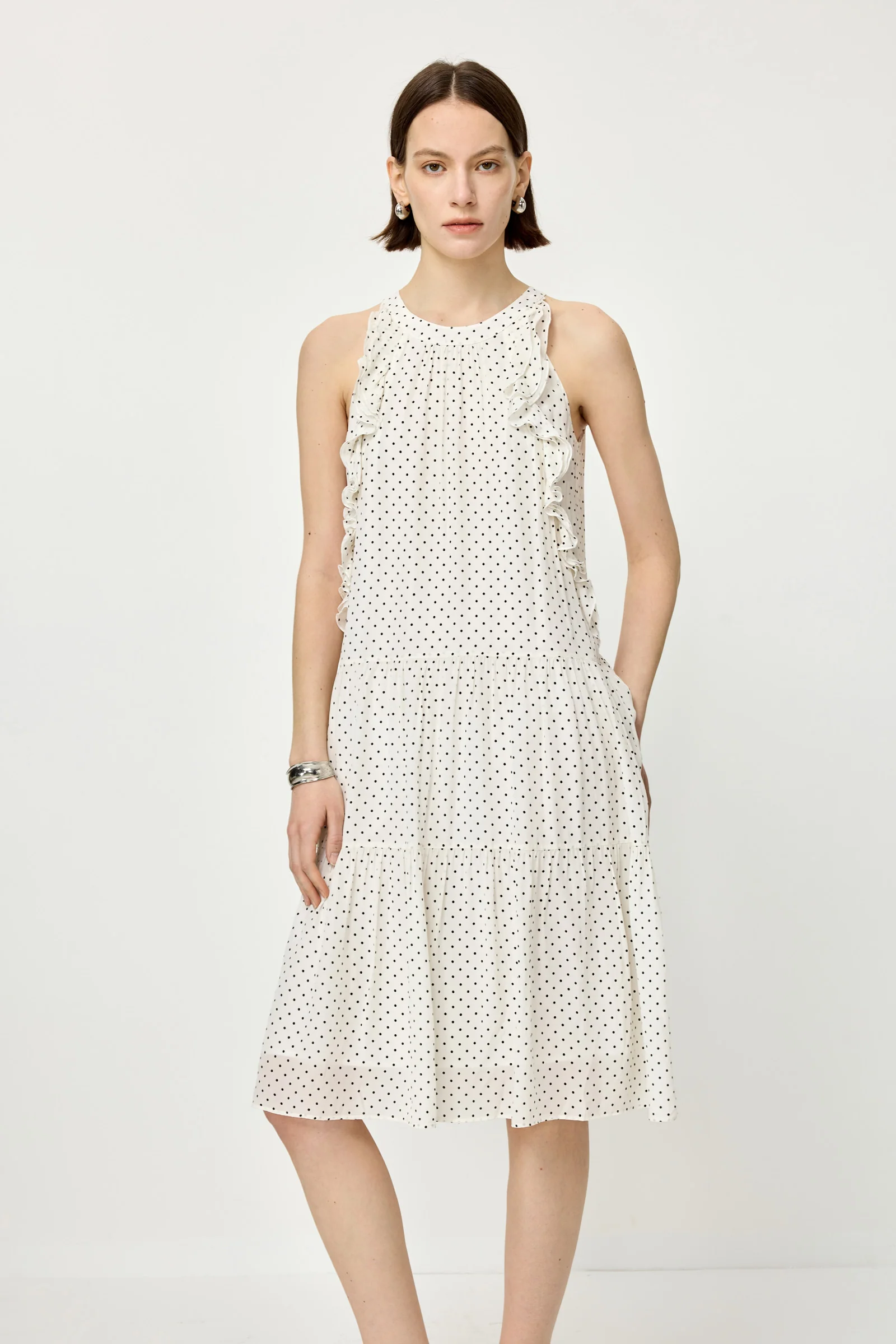 LILY Polka Dot Halter Ruffle Dress - Image 4