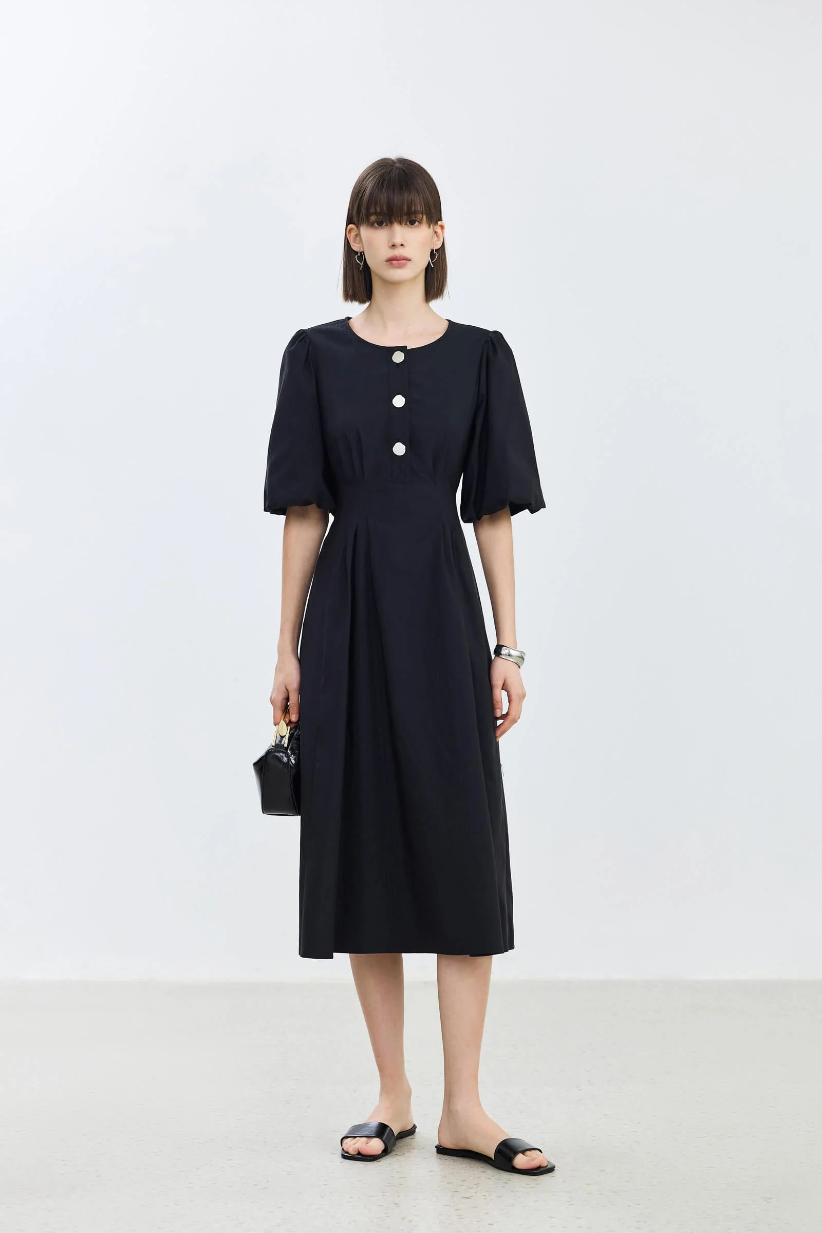 LILY Puff Sleeve Cinched Waist Dress - Image 12
