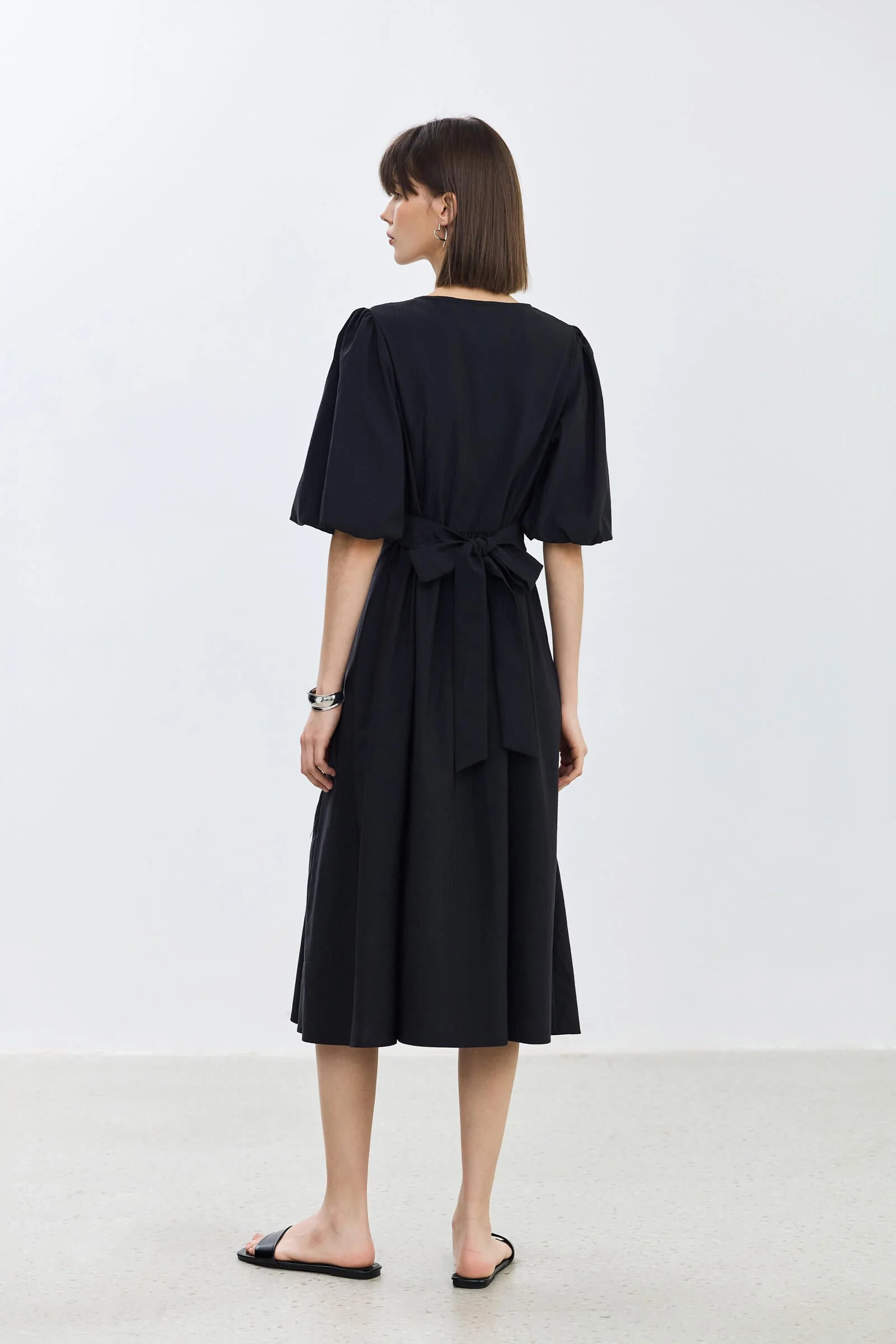LILY Puff Sleeve Cinched Waist Dress - Image 13