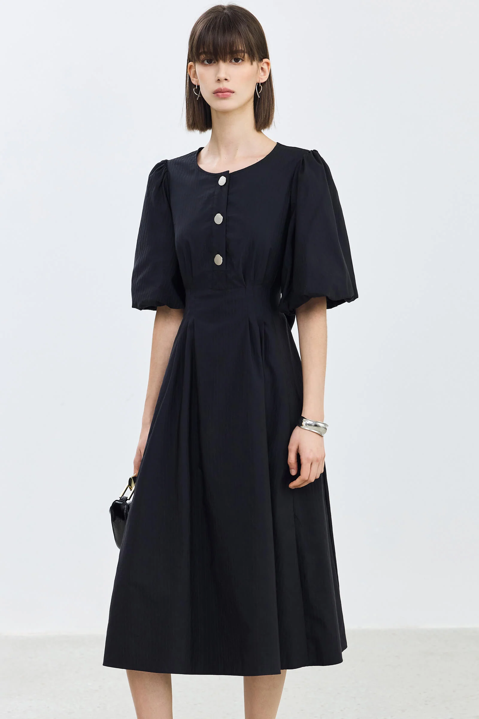 LILY Puff Sleeve Cinched Waist Dress - Image 15