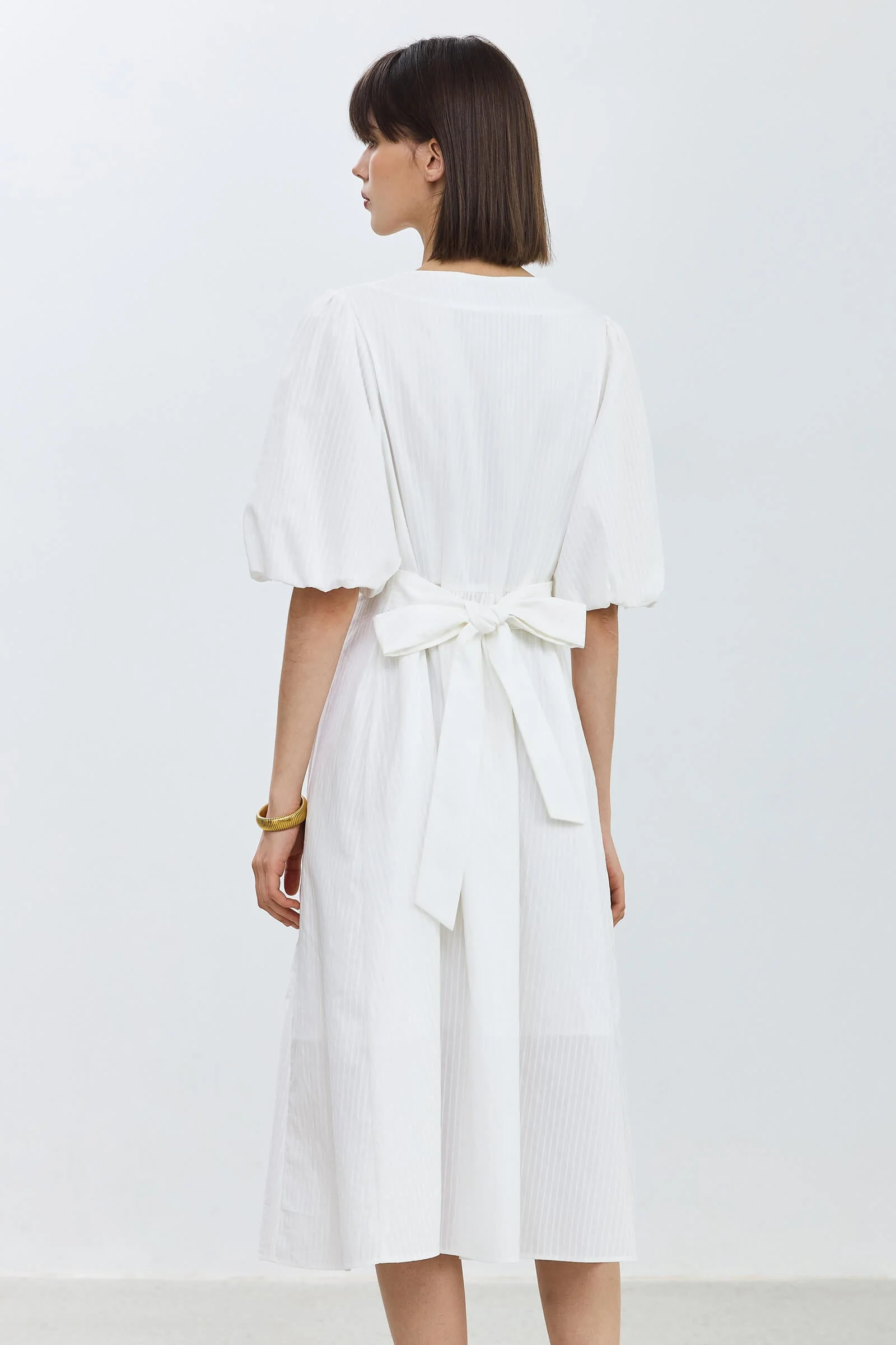 LILY Puff Sleeve Cinched Waist Dress - Image 3