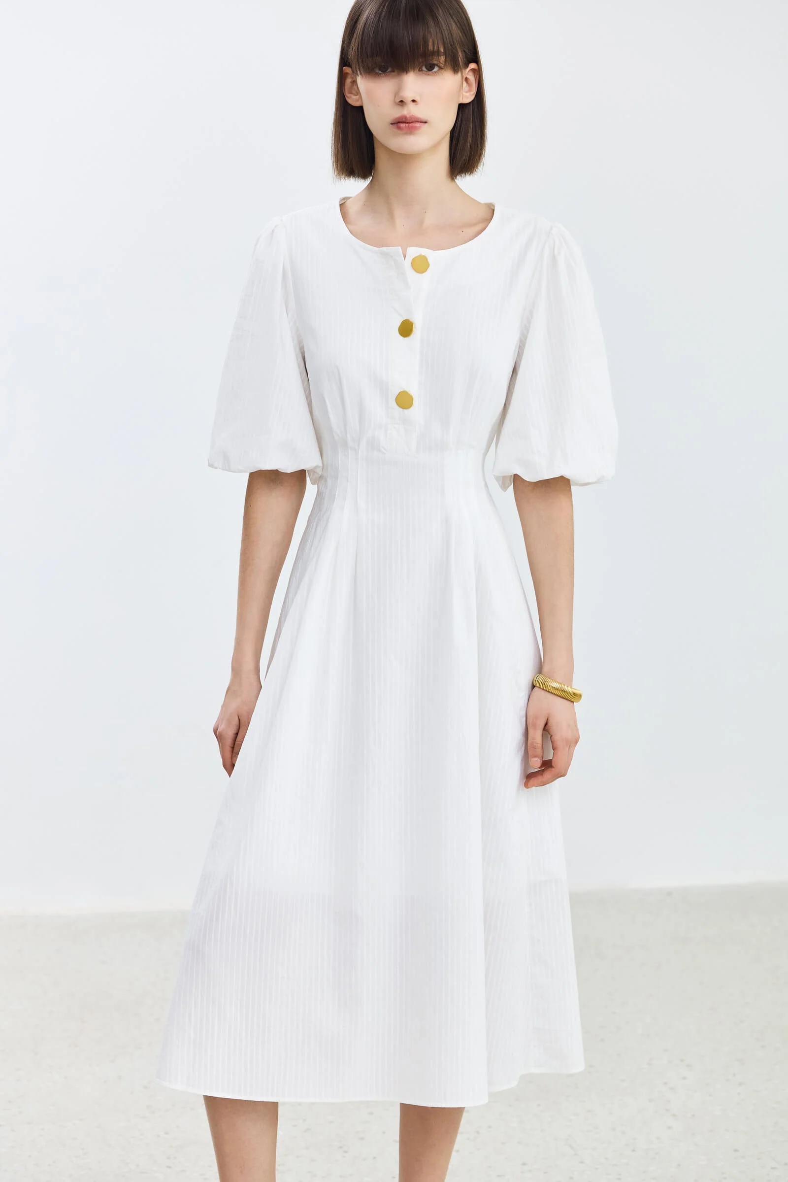 LILY Puff Sleeve Cinched Waist Dress - Image 4