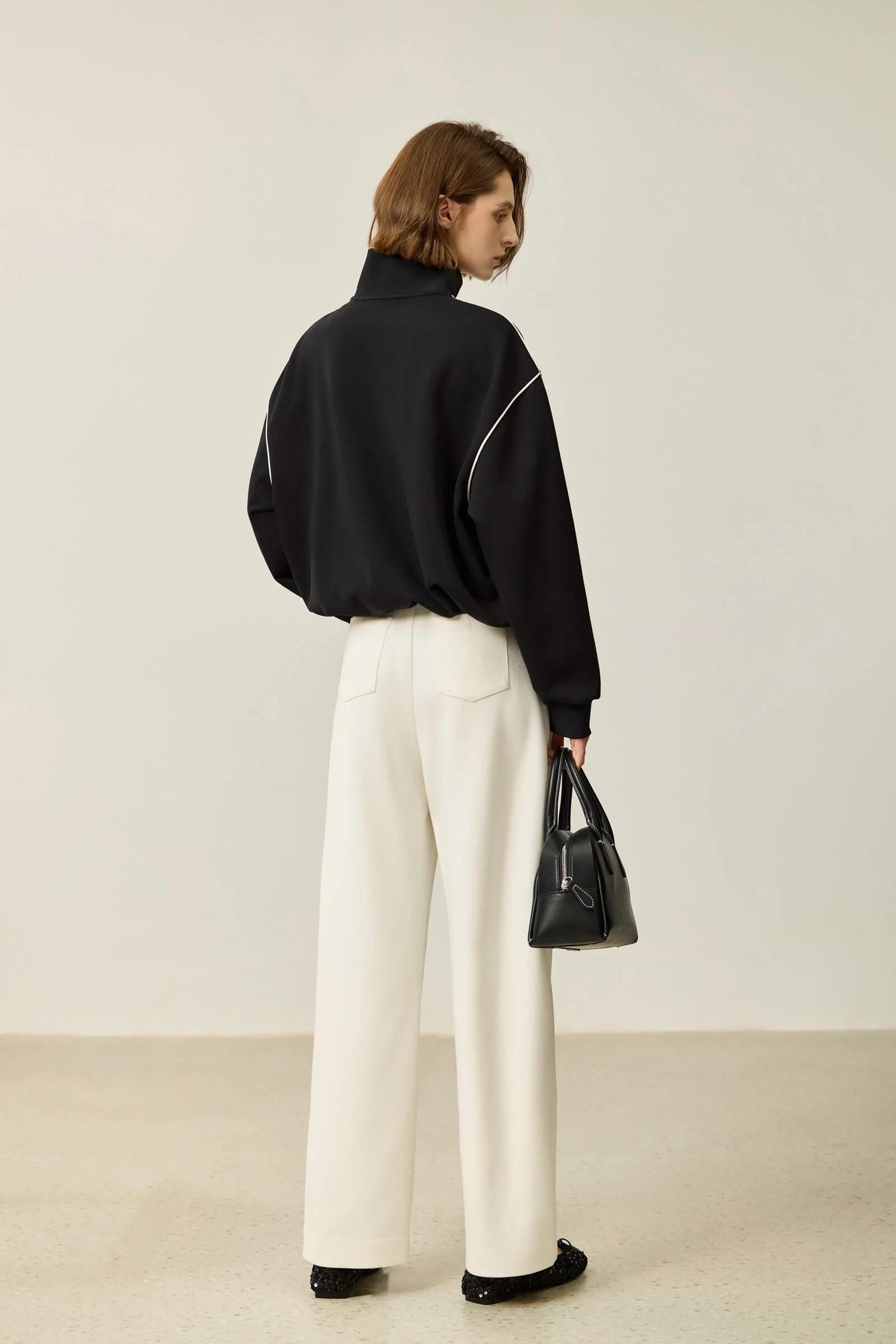 LILY Relaxed Zip-Neck Polo Long Sleeve Sweatshirt - Image 4