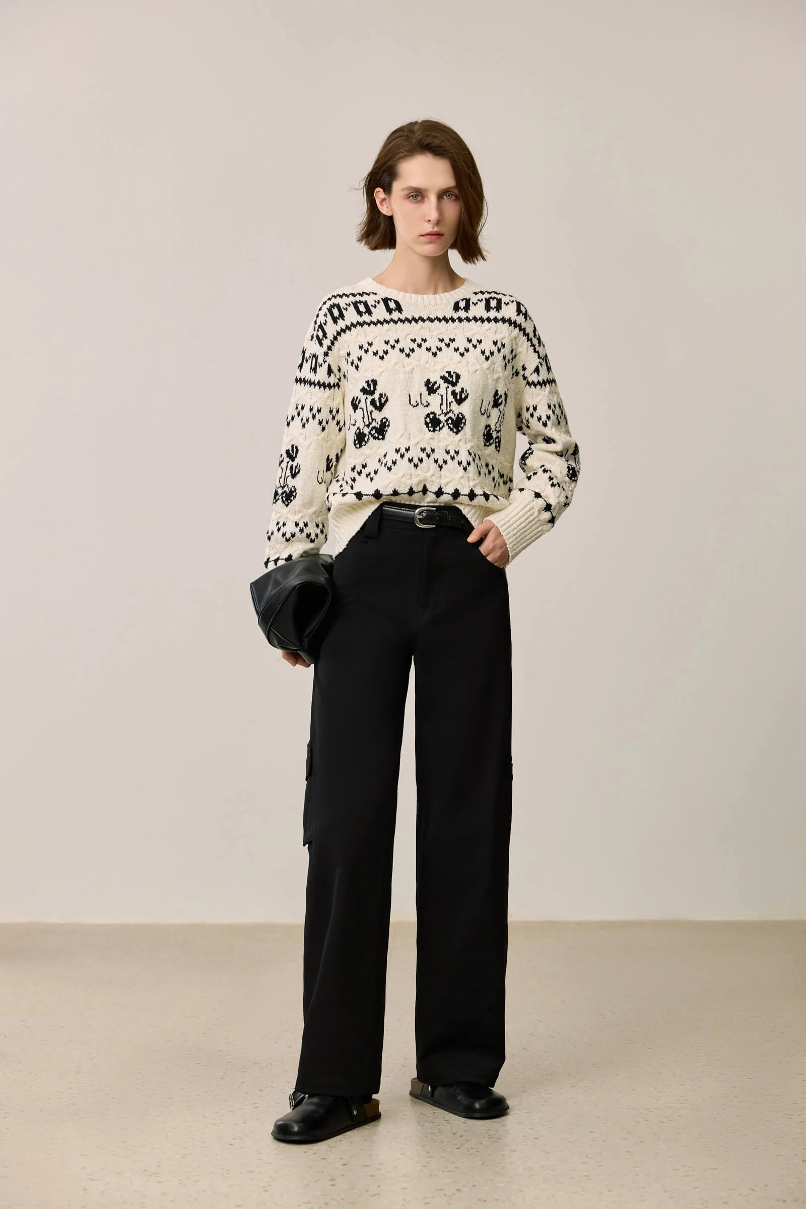 LILY Retro Fair Isle Crewneck Knit Sweater - Image 2