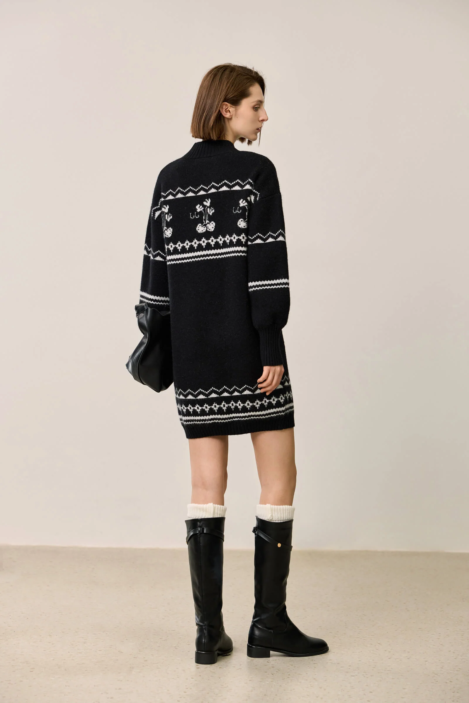 LILY Retro Fair Isle Knit Sweater Dress - Image 4