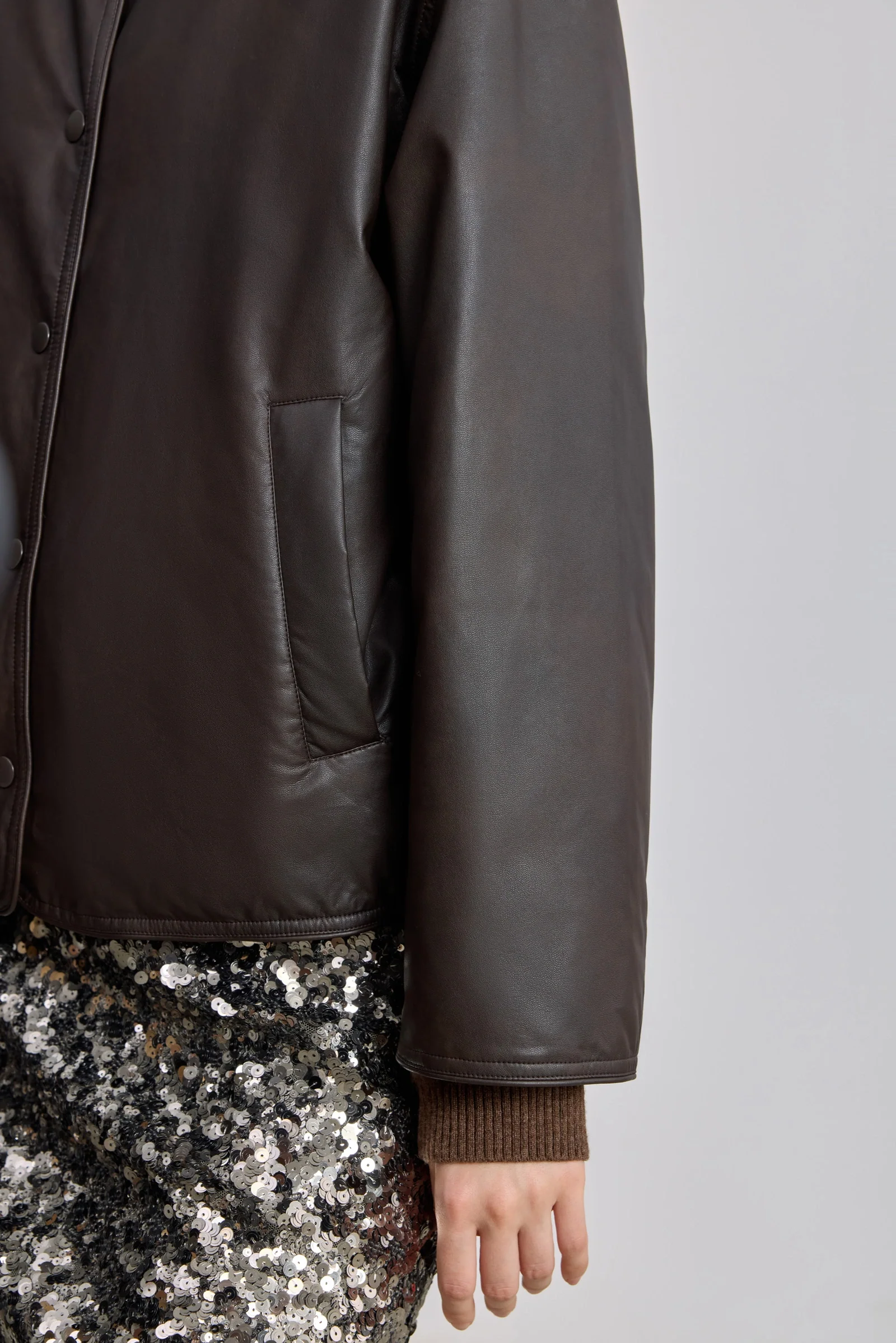 LILY Reversible PU Down Jacket - Image 8
