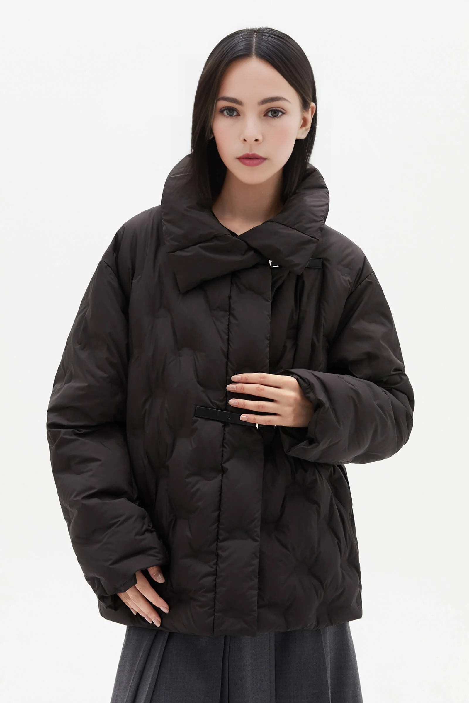 LILY Reversible Stand-collar Down Jacket - Image 4