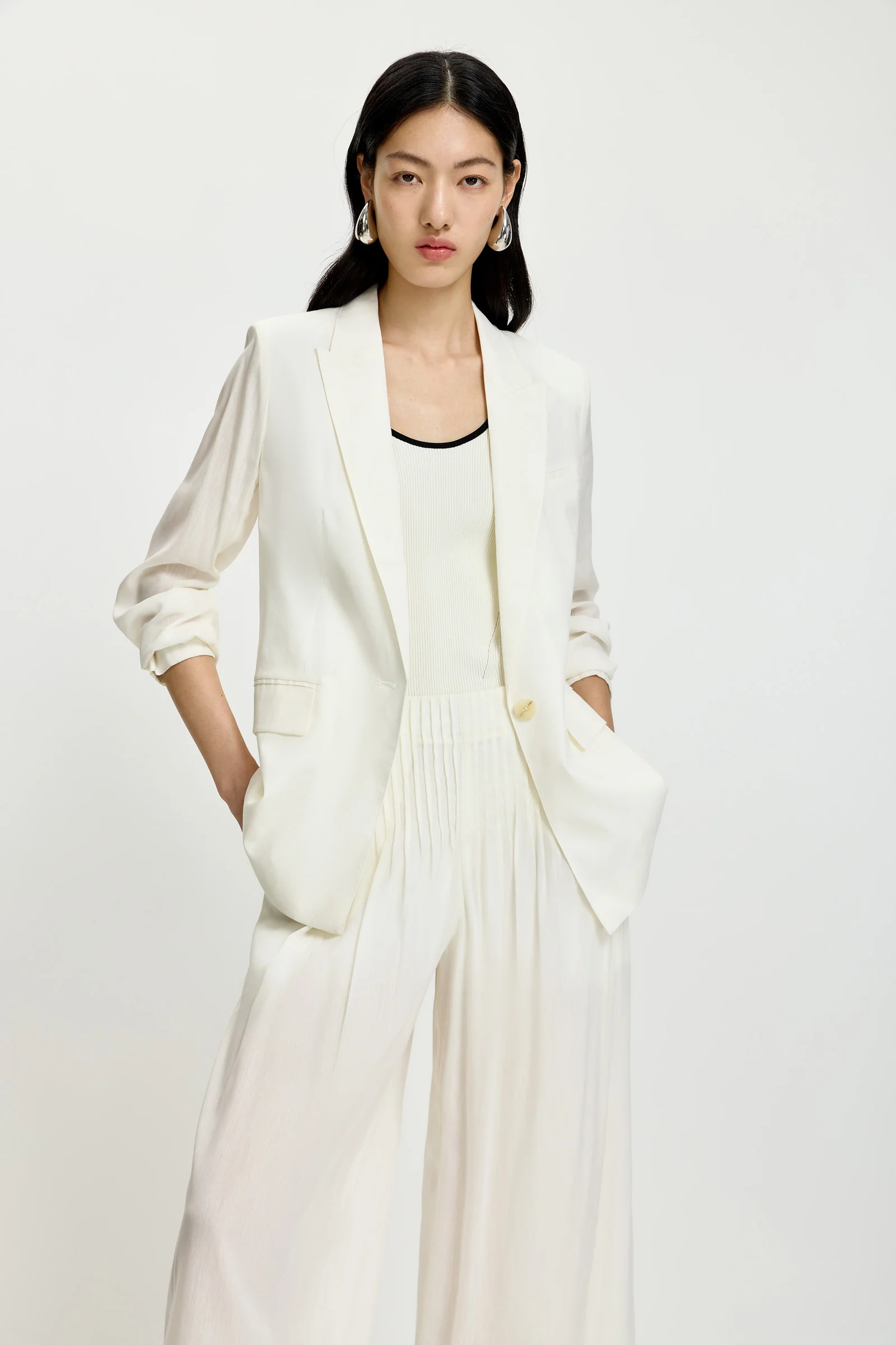LILY Single-Button Lyocell-Linen Blazer - Image 5
