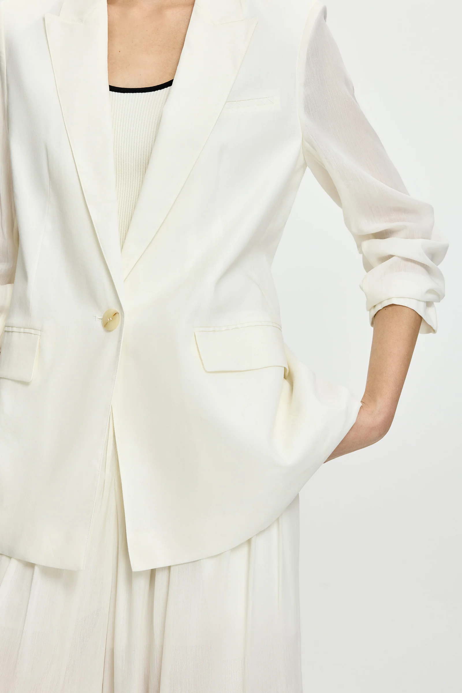 LILY Single-Button Lyocell-Linen Blazer - Image 6