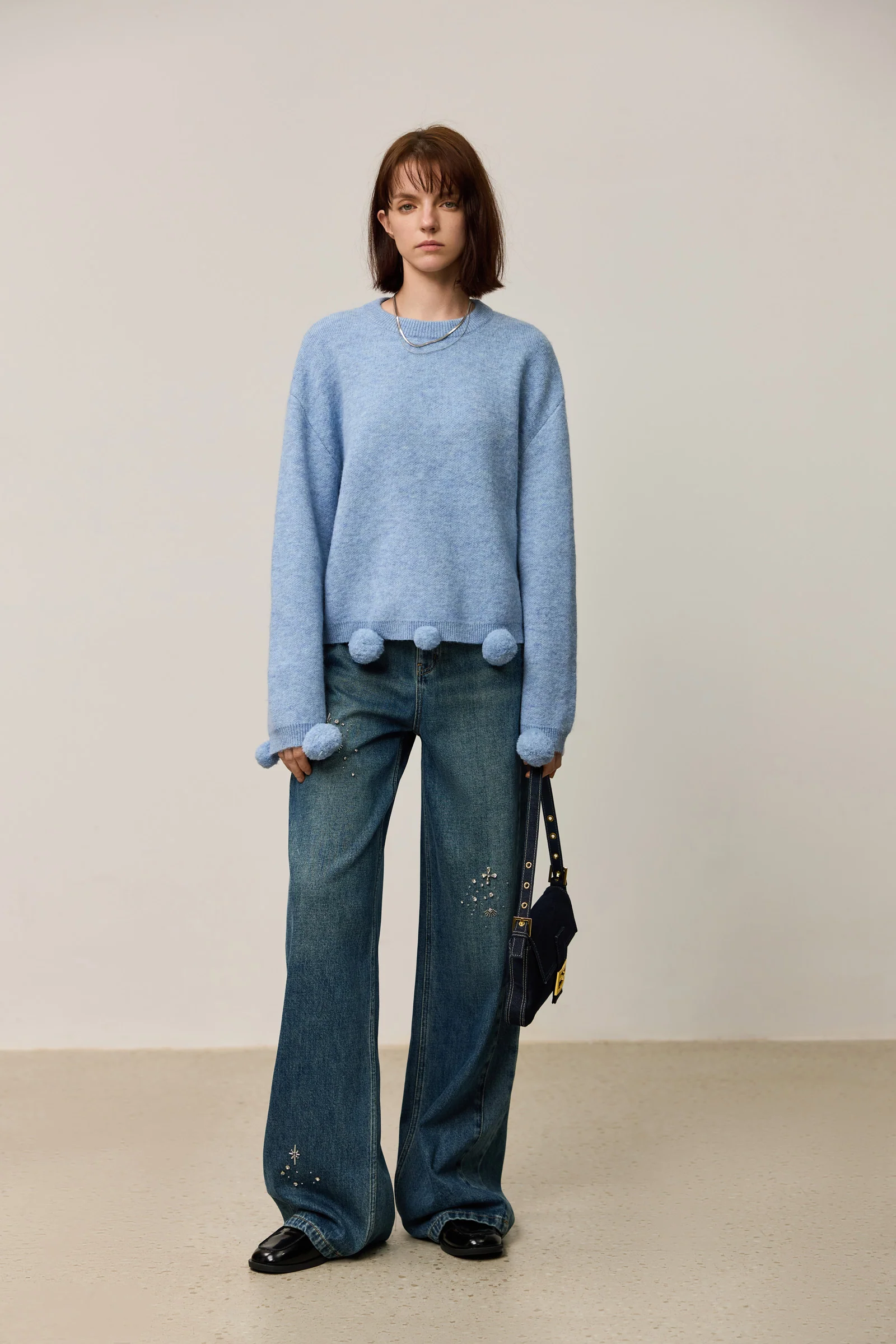 LILY Soft Drop Shoulder Pom-Pom Sweater - Image 10