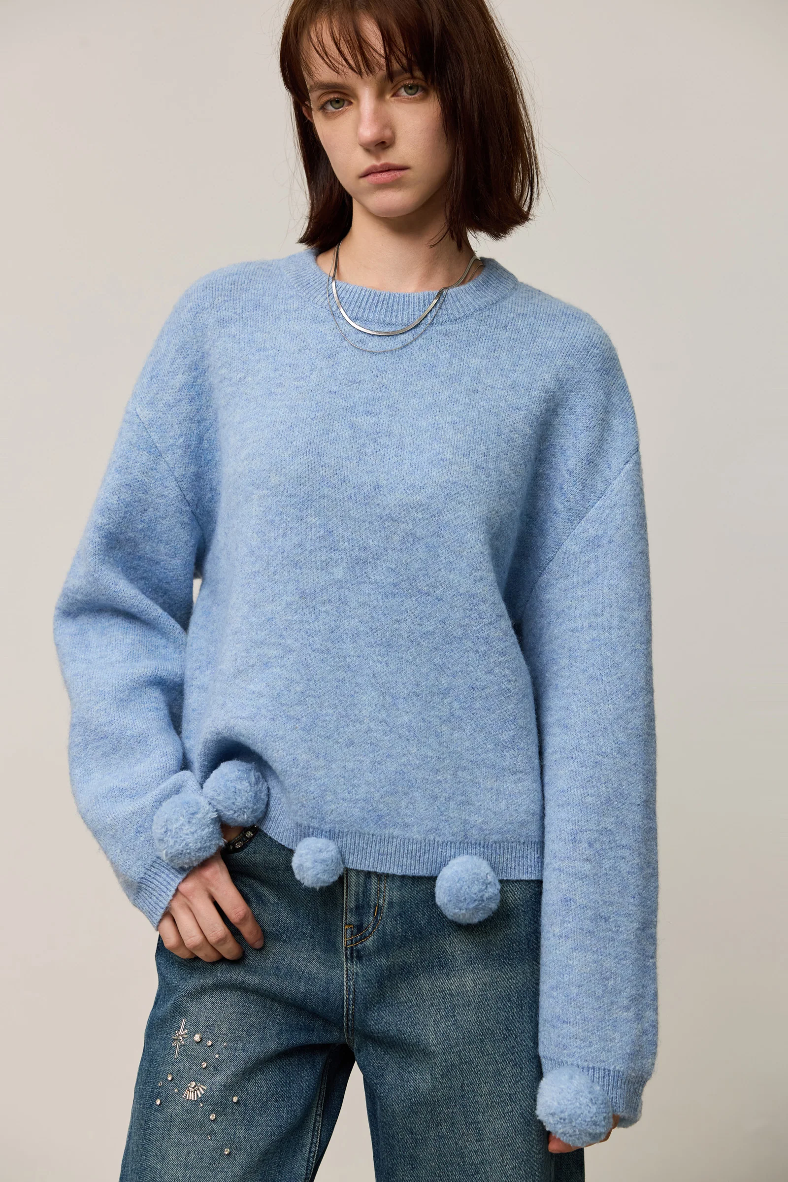 LILY Soft Drop Shoulder Pom-Pom Sweater - Image 14