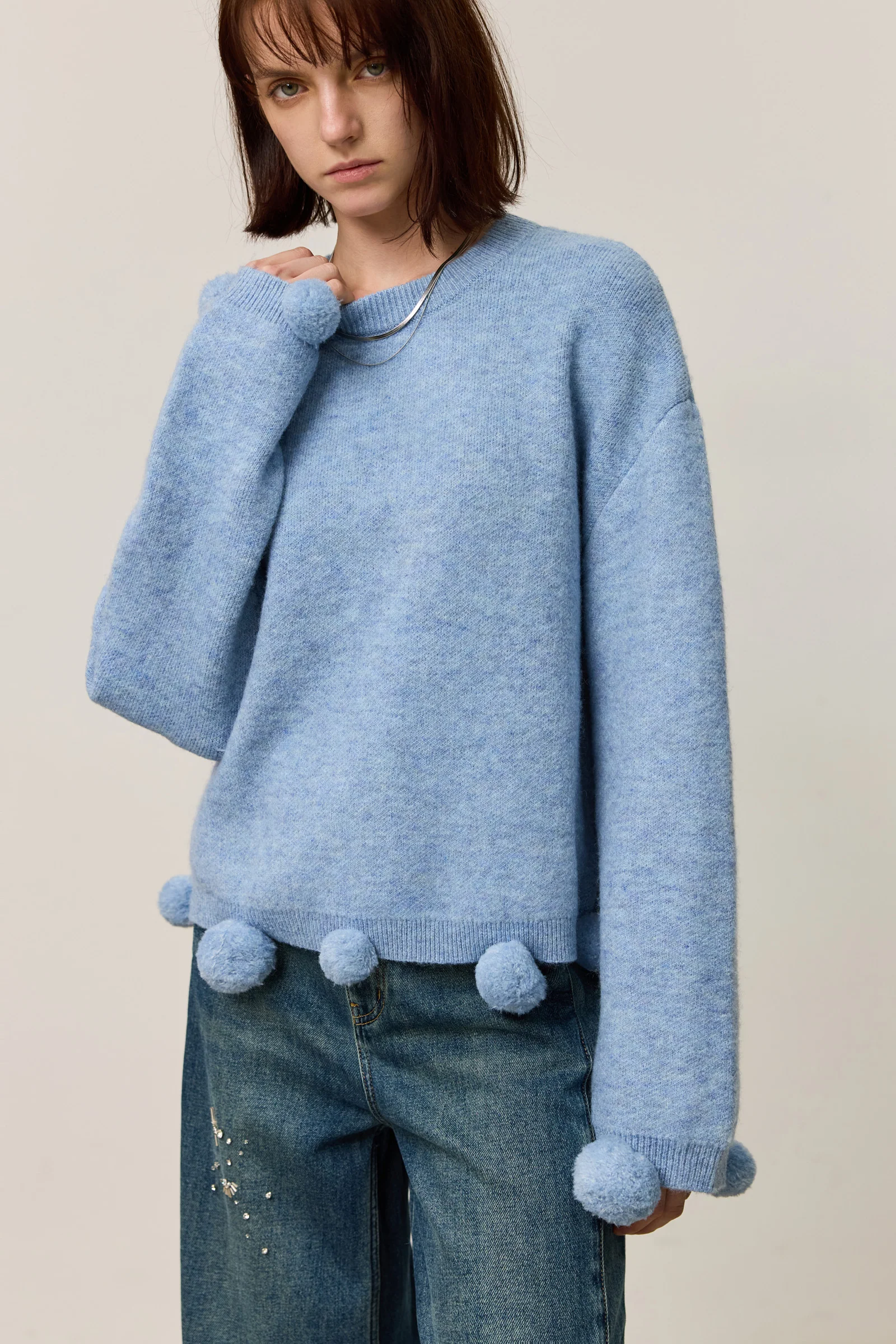 LILY Soft Drop Shoulder Pom-Pom Sweater - Image 15
