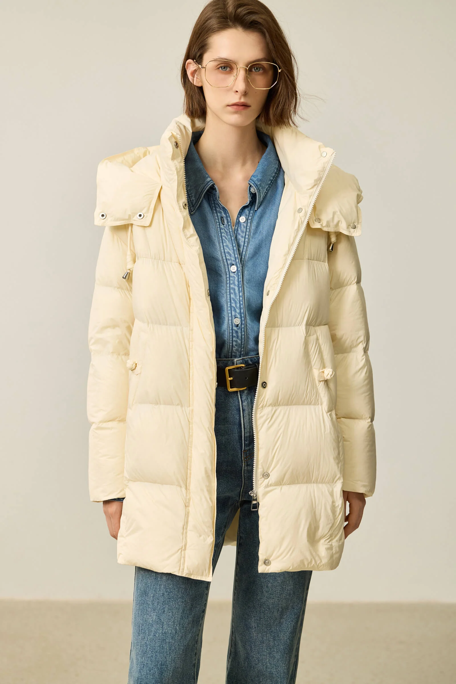 LILY Solid 90% White Duck Down Coat - Image 23