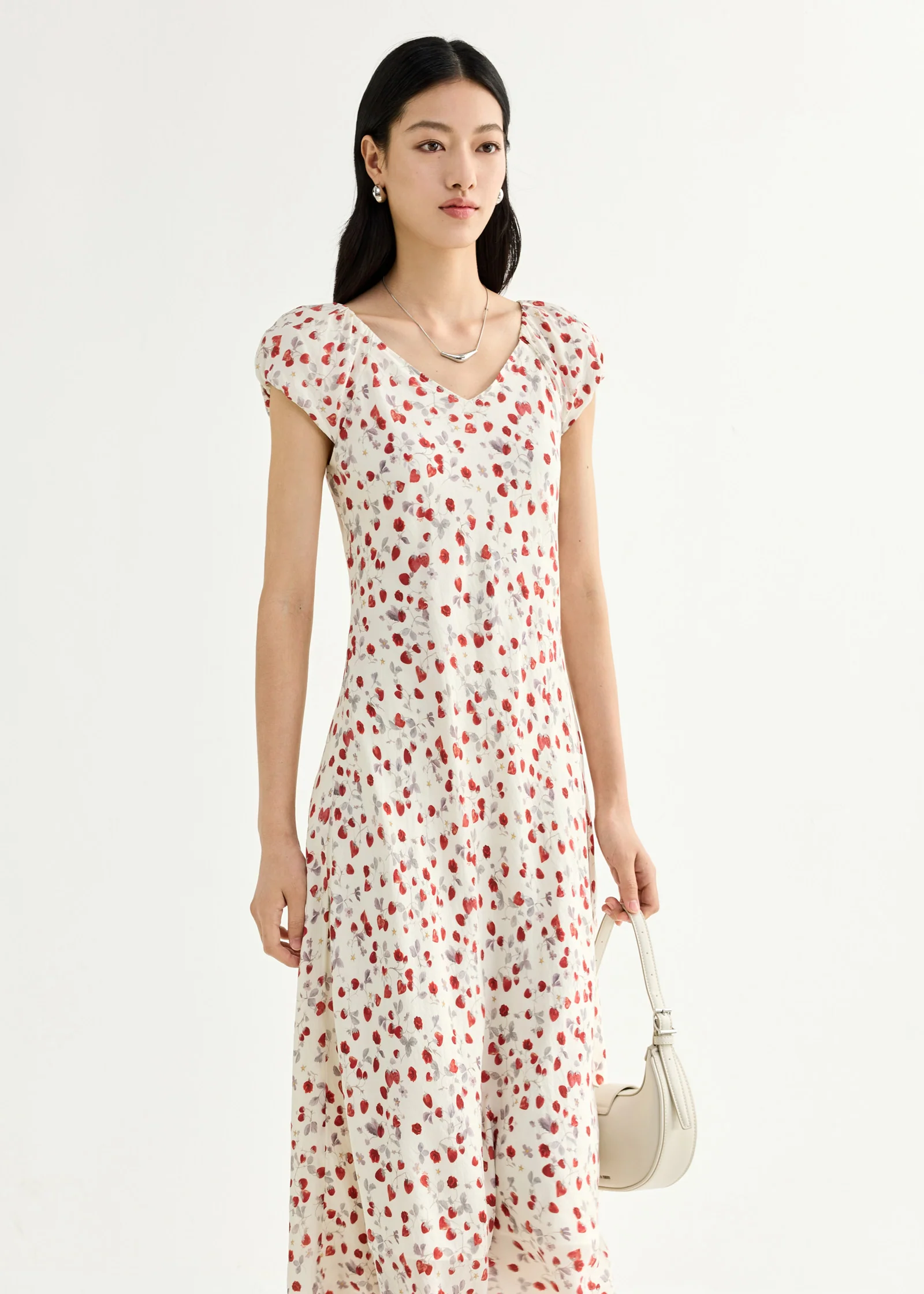 LILY Strawberry Print Puff-Sleeve Dress - Image 5