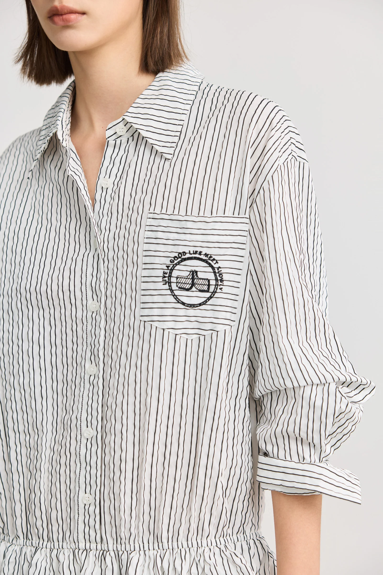 LILY Striped Low-Waist Long-Sleeve Dress - Image 7