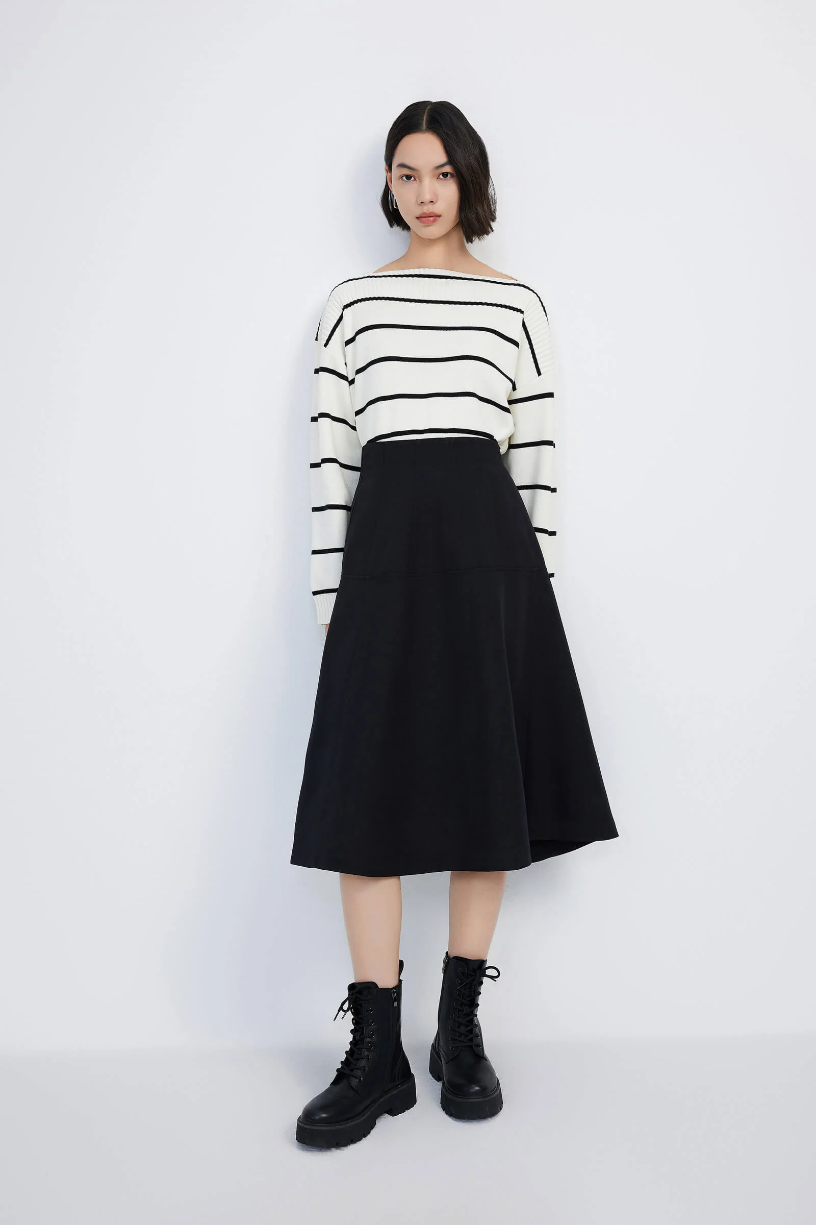 LILY Striped One-Shoulder Knit Sweater - Image 2