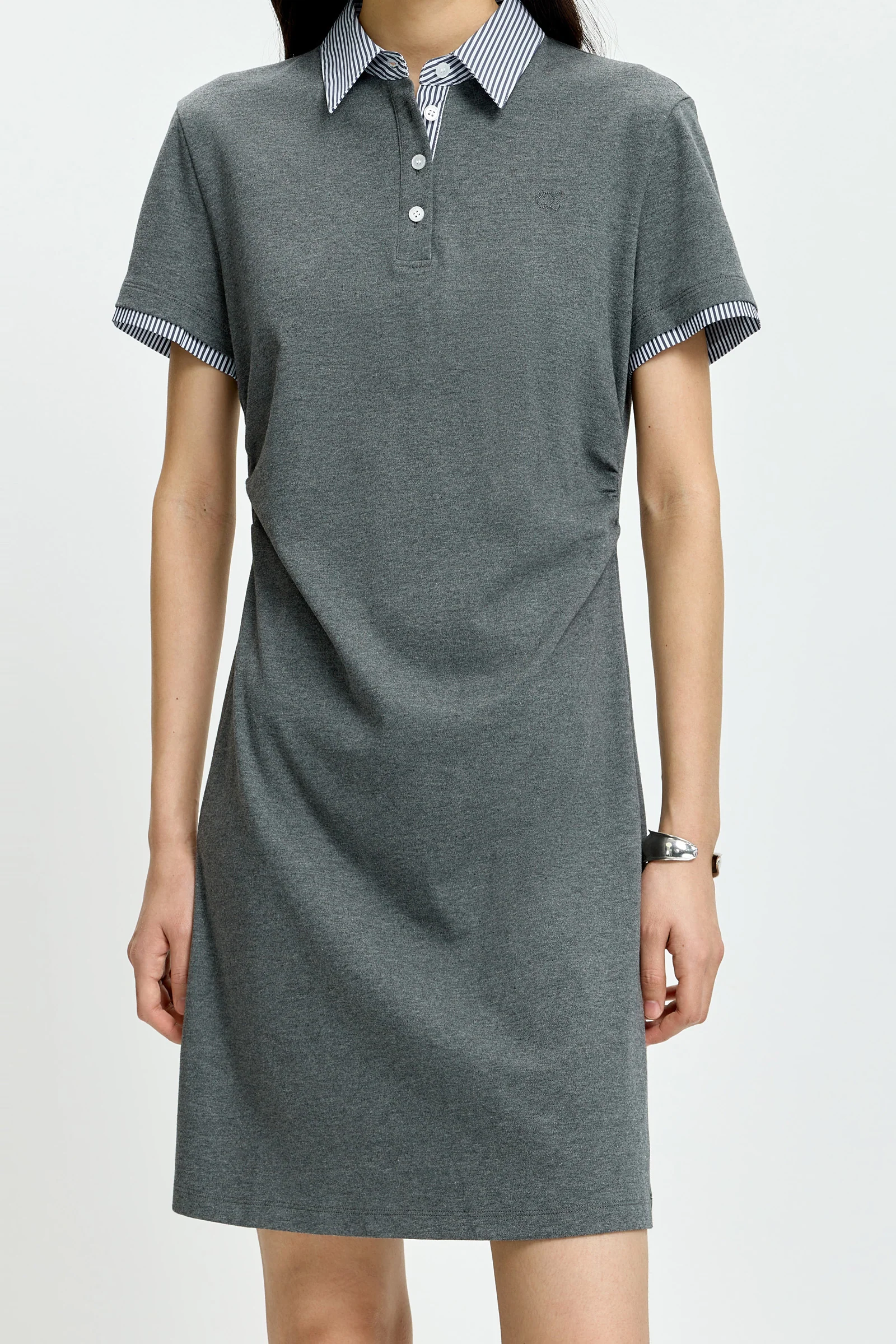 LILY Striped Polo Collar Dress - Image 12