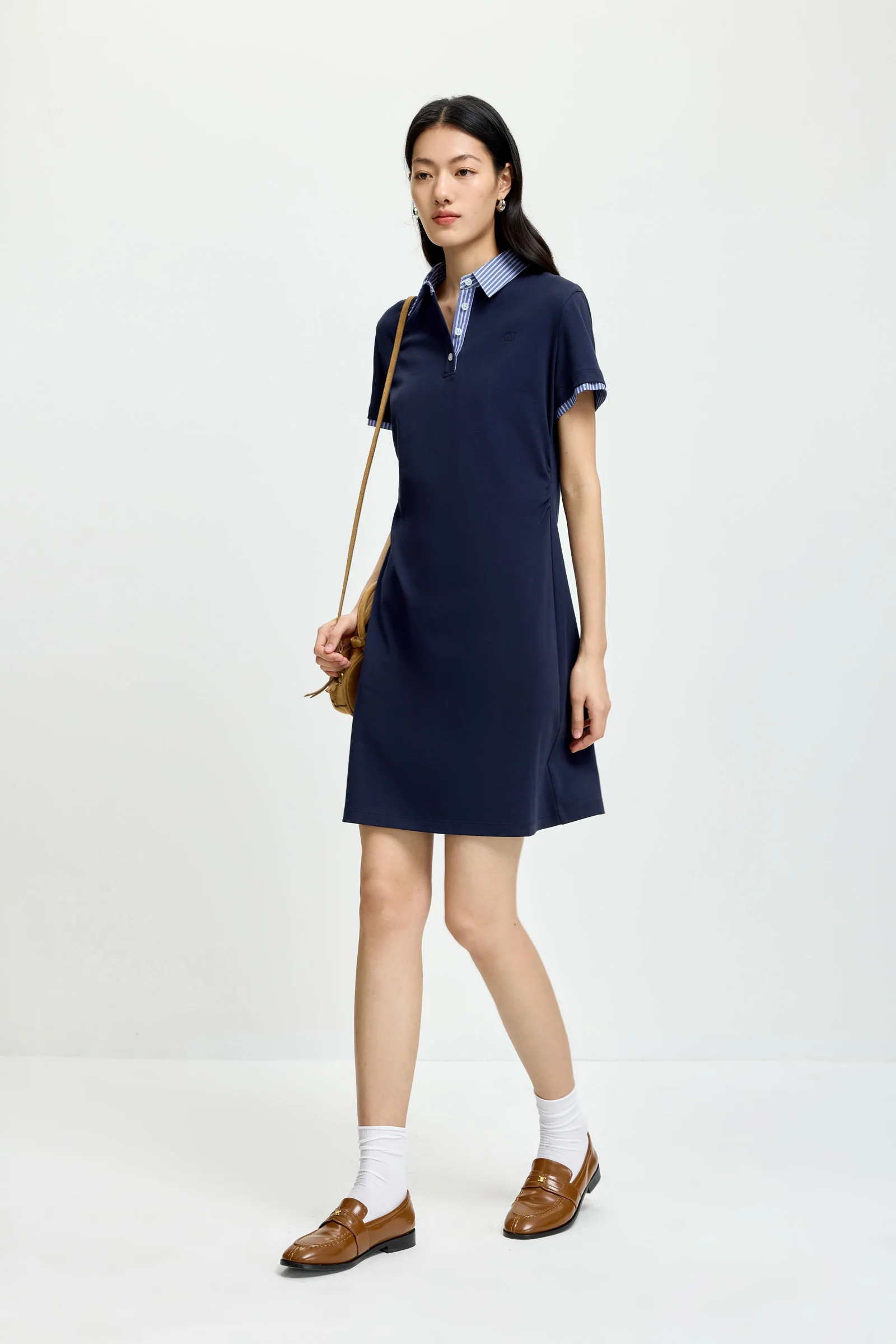 LILY Striped Polo Collar Dress - Image 2