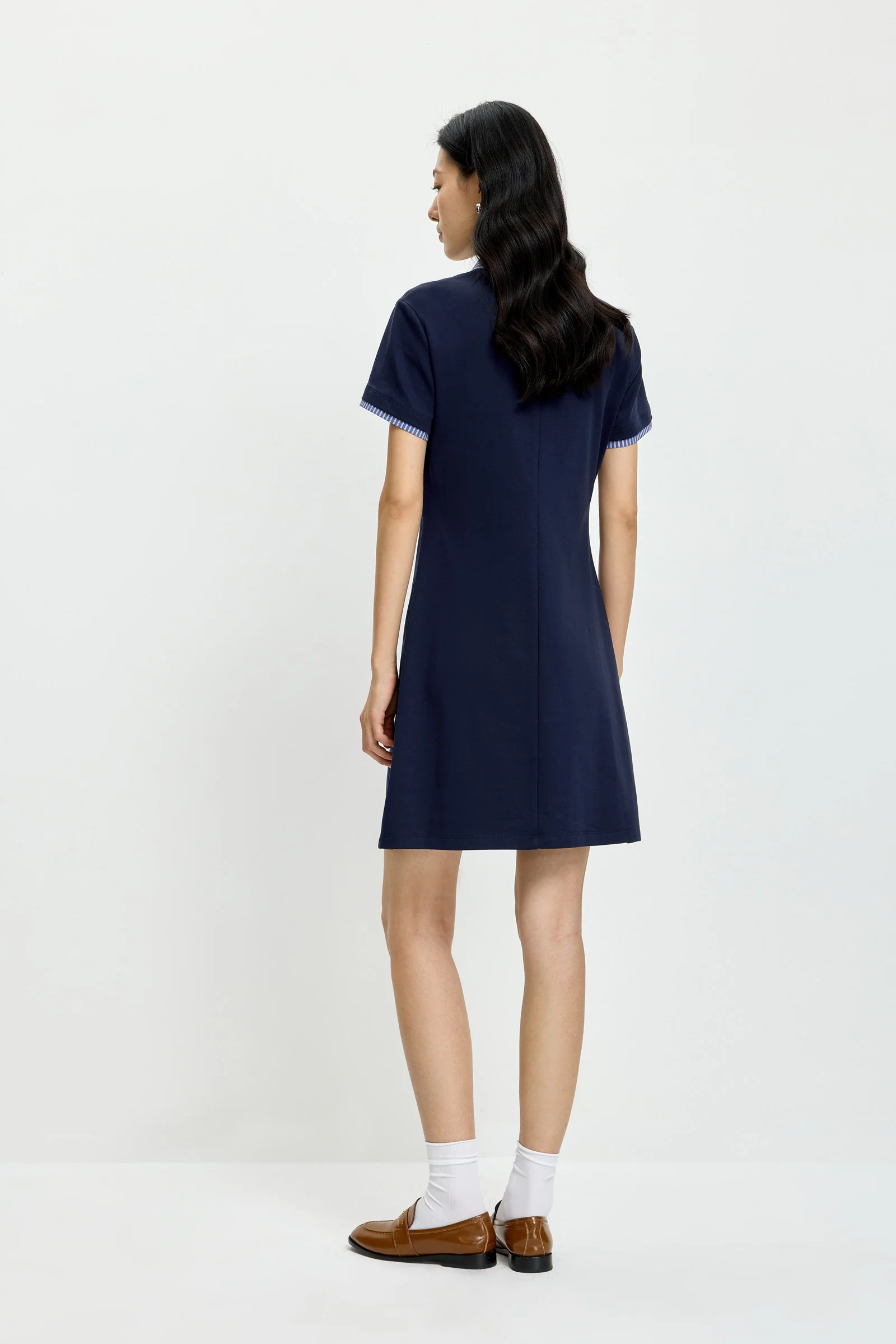 LILY Striped Polo Collar Dress - Image 3